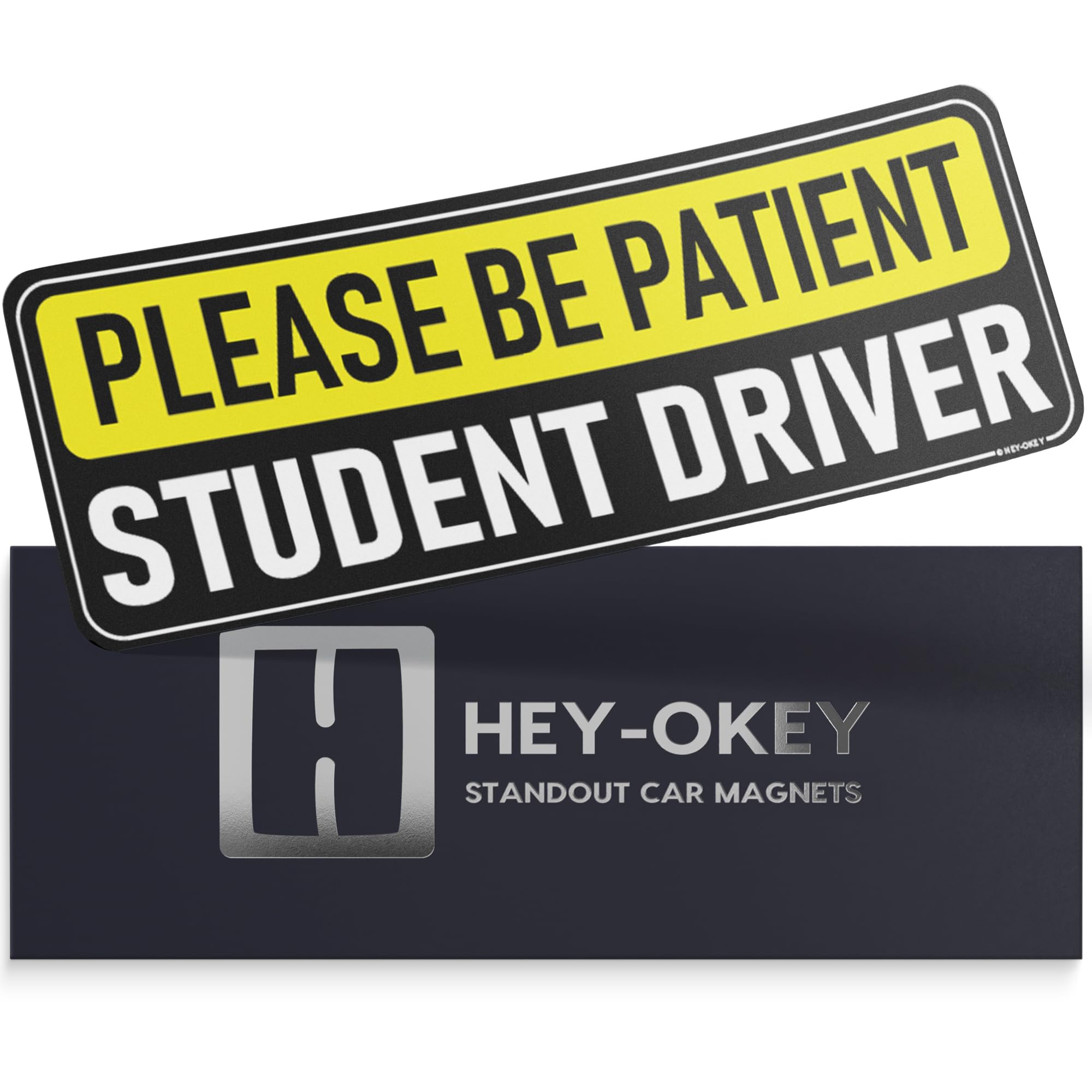 HEY-OKEY Student Driver Magnet for Car - Please Be Patient Reflective Magnetic Bumper Sticker - Removable Novice Rookie Safety A