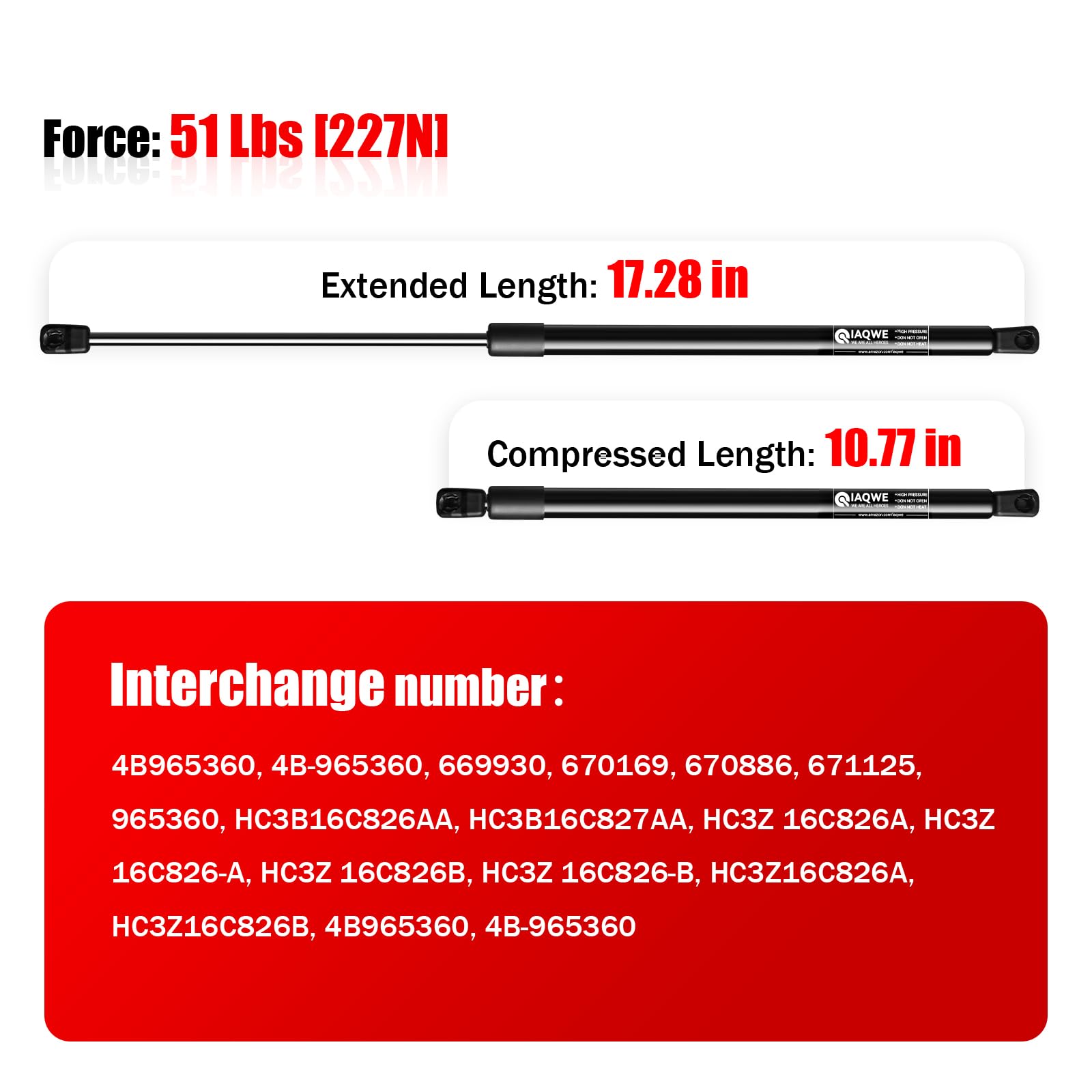 Iaqwe Front Hood Gas Struts Lift Supports 95588 Replacement Parts For 2003-2009 Lexus Gx470 & 2003-2009 Toyota 4Runner Base/Limi