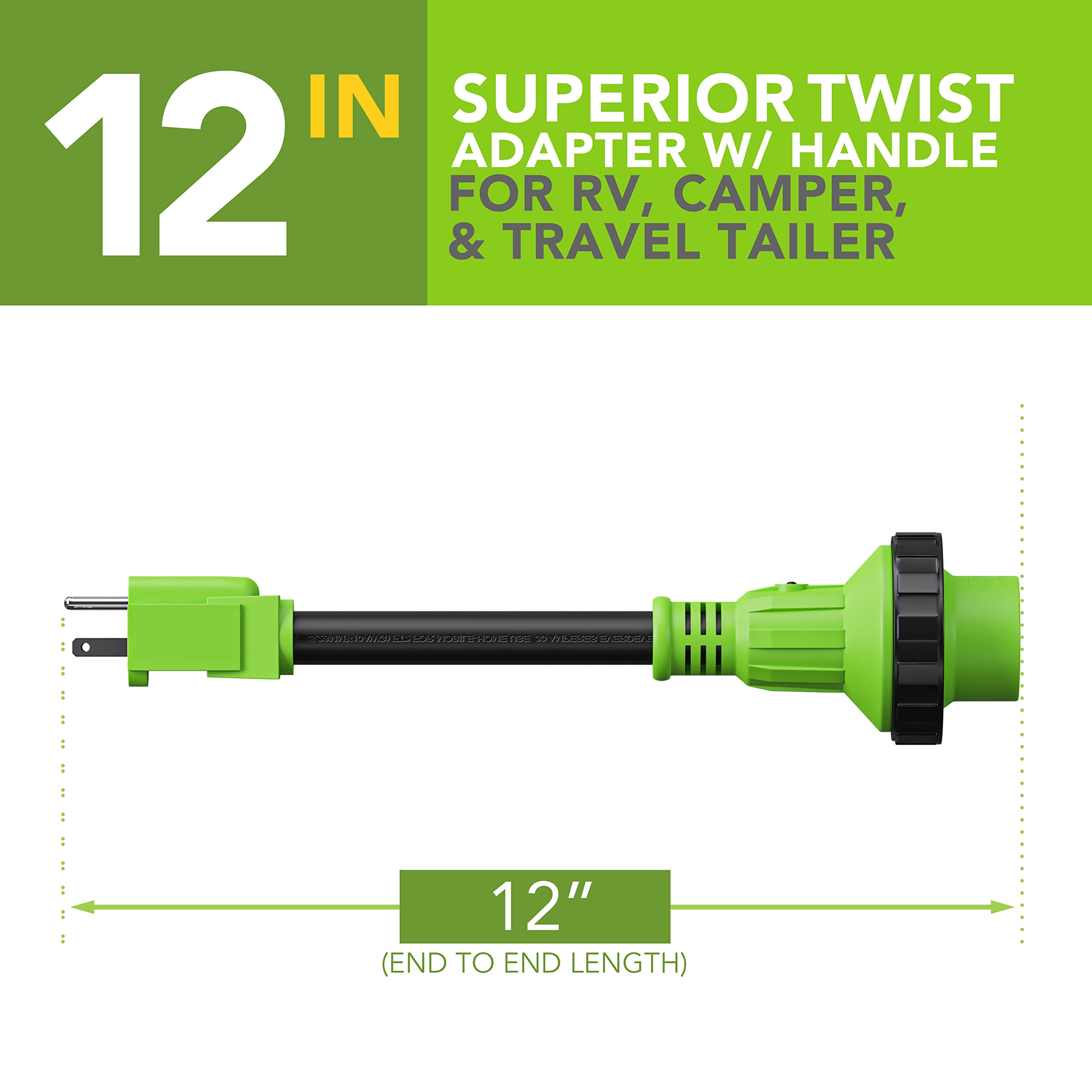 Leisurecords Trailer Dogbone Adapter 15 Amp Male To 30 Amp Female Locking Connector With Led Power Indicator