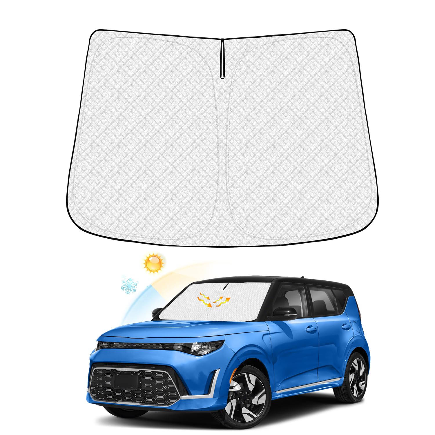 Canvcle Windshield Sun Shade For 2020-2024 2025 Kia Soul Accessories Thicken 6-Layer Front Window Sunshade Cover Sun Visor Prote