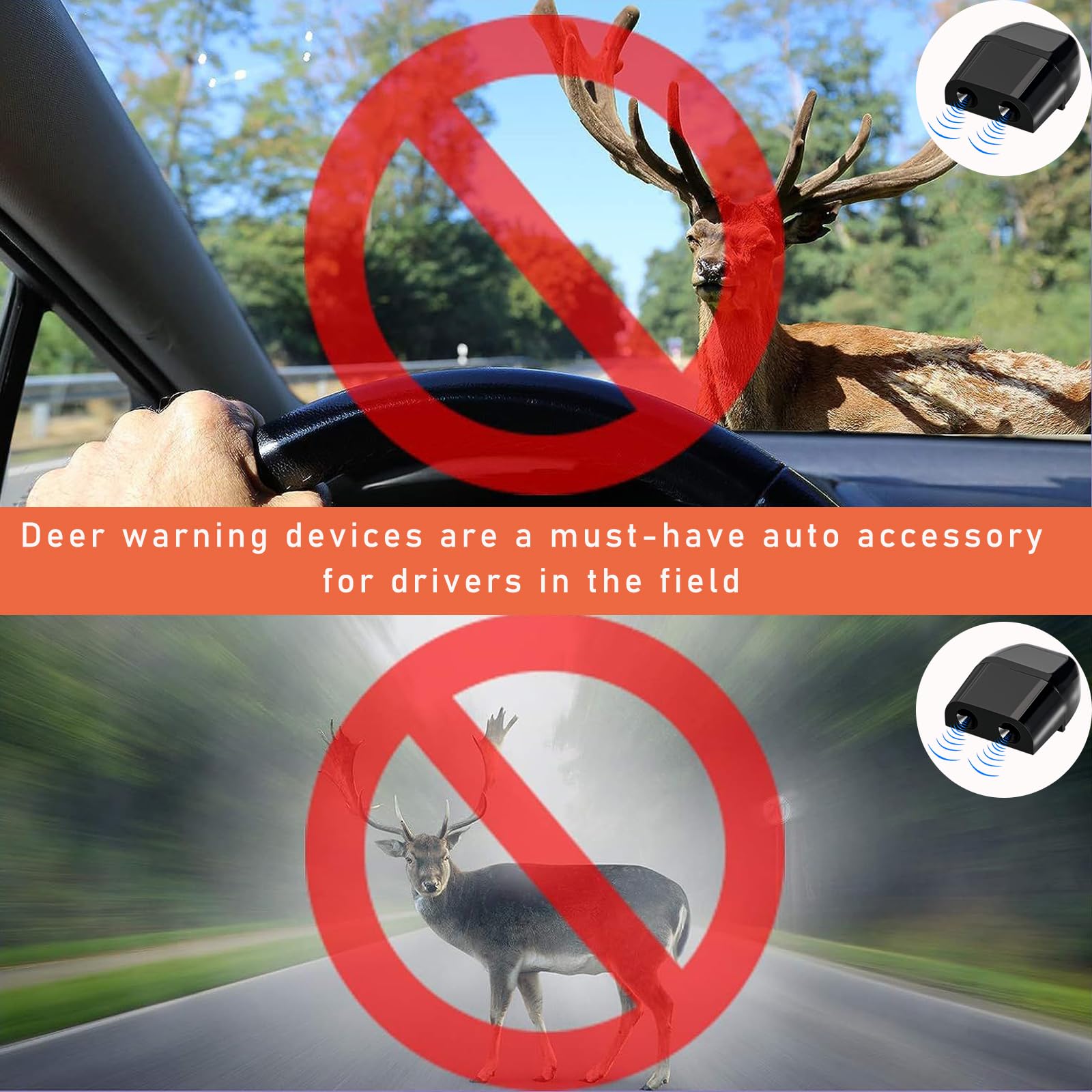 Dickno 2 PCS Deer Whistles for Car, Automotive Deer Warning Whistle Devices, Animal Warning Devices Avoids Collision, Universal