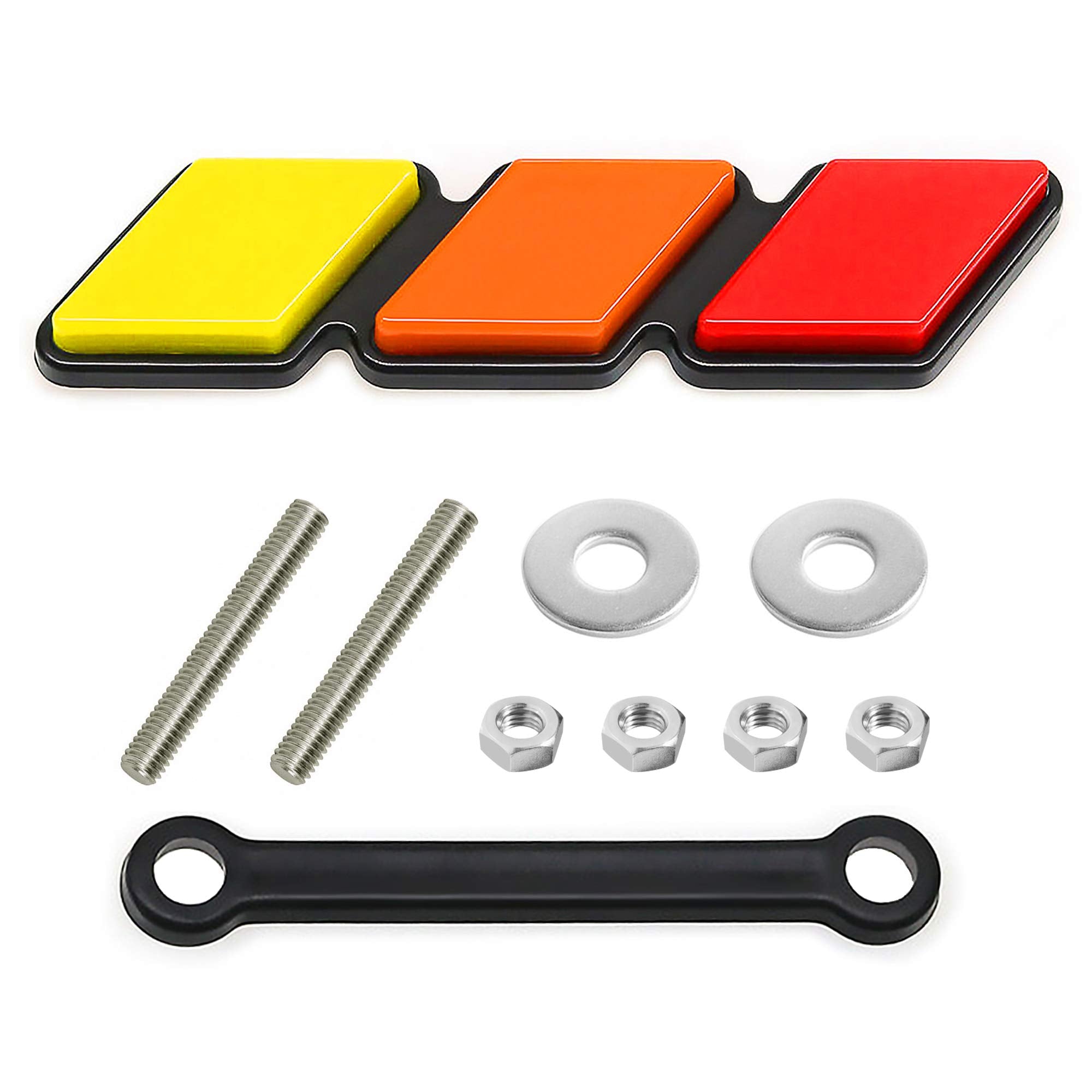 Oxilam Tri-Color Grille Badge Emblem Decoration Accessories Car Truck Label Fit For Tacoma 4Runner Tundra Sequoia Rav4 Highlande