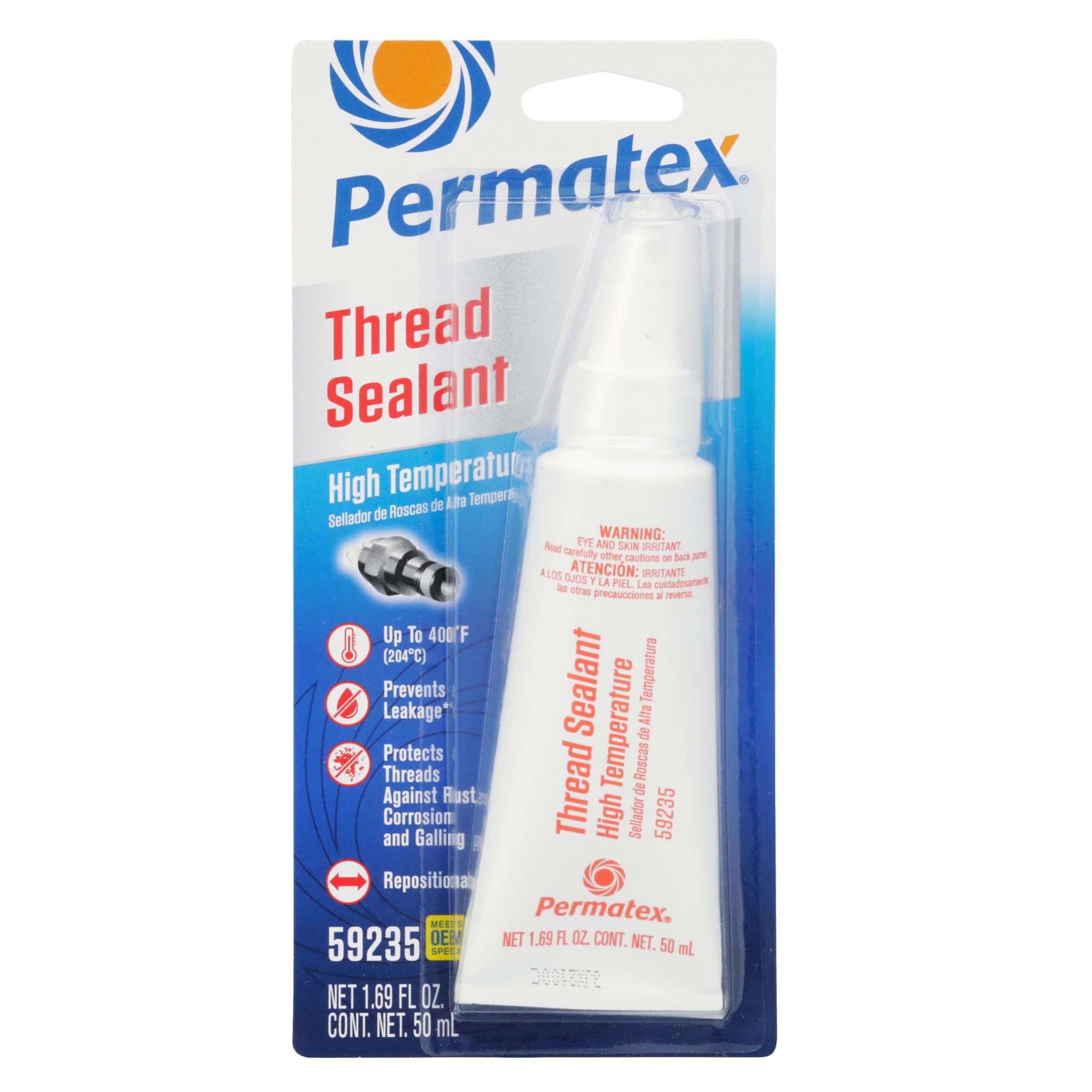 Permatex 59235 High Temperature Thread Sealant, 50 Ml Tube , White