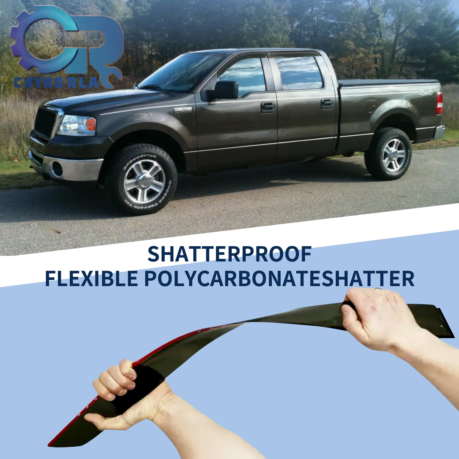 Window Visors Rain Guards Shield Fit For 2004 2005 2006 2007 2008 F150 Supercrew, Outside Mount Vent Visors Shades, Smoke Tinted