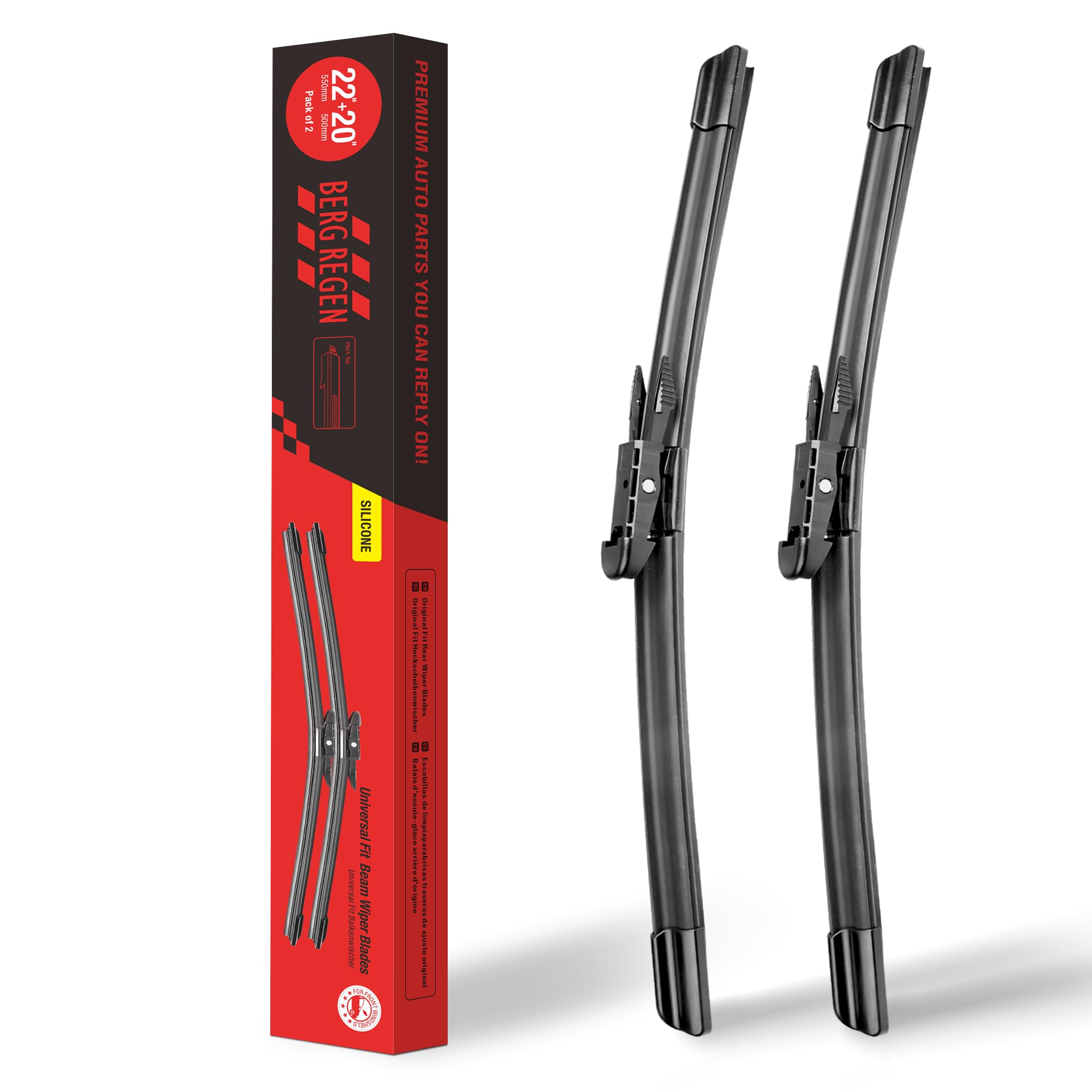 Berg Regen 22''+20'' Silicone Windshield Wiper Blades Replacement For Ford Mustang 2021 2020 2019 2018 2017 2016 2015 2014 2013-