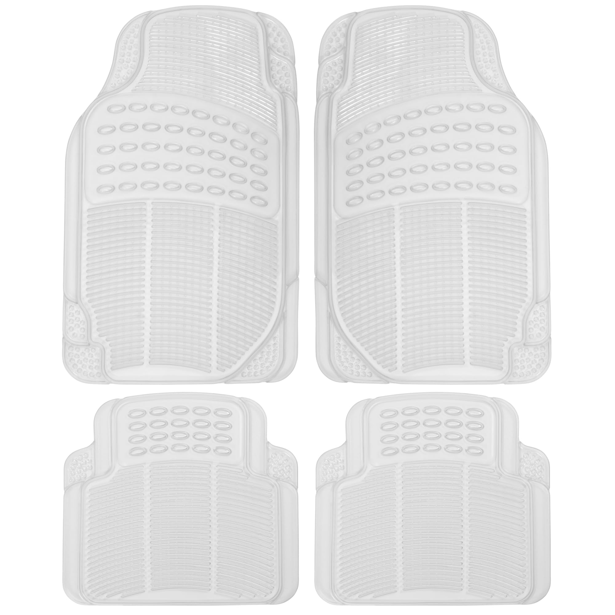 Bdk 4-Piece Rubber Transparent Clear Floor Mats Heavy Duty For Front & Rear Car Truck Van Suv, All Weather Protection, Universal