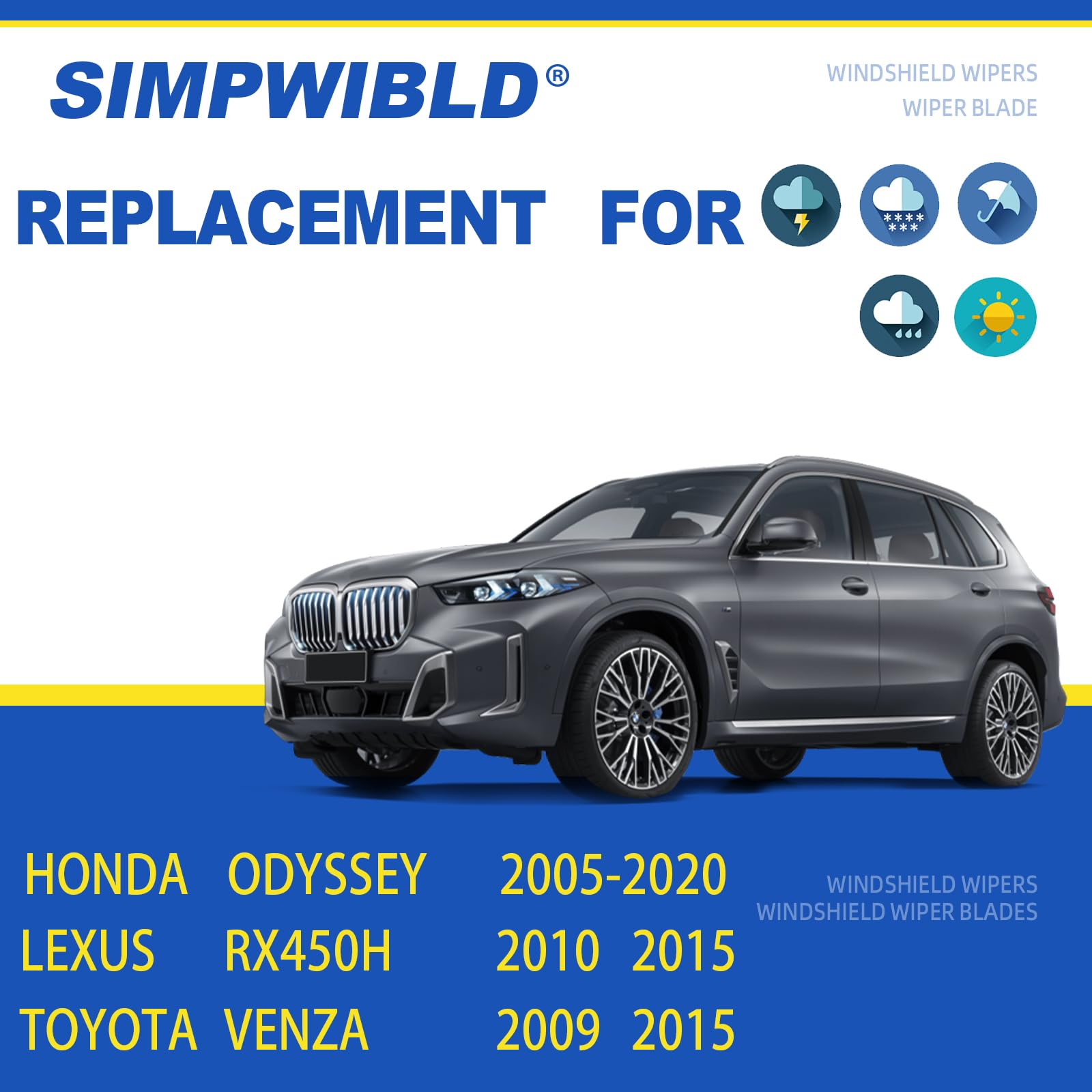 2 Factory Wiper Blades Replacement For 2006-2015 Honda Civic/2005-2020 Honda Odyssey/2004-2006 Lexus RX330 Original Equipment Wi