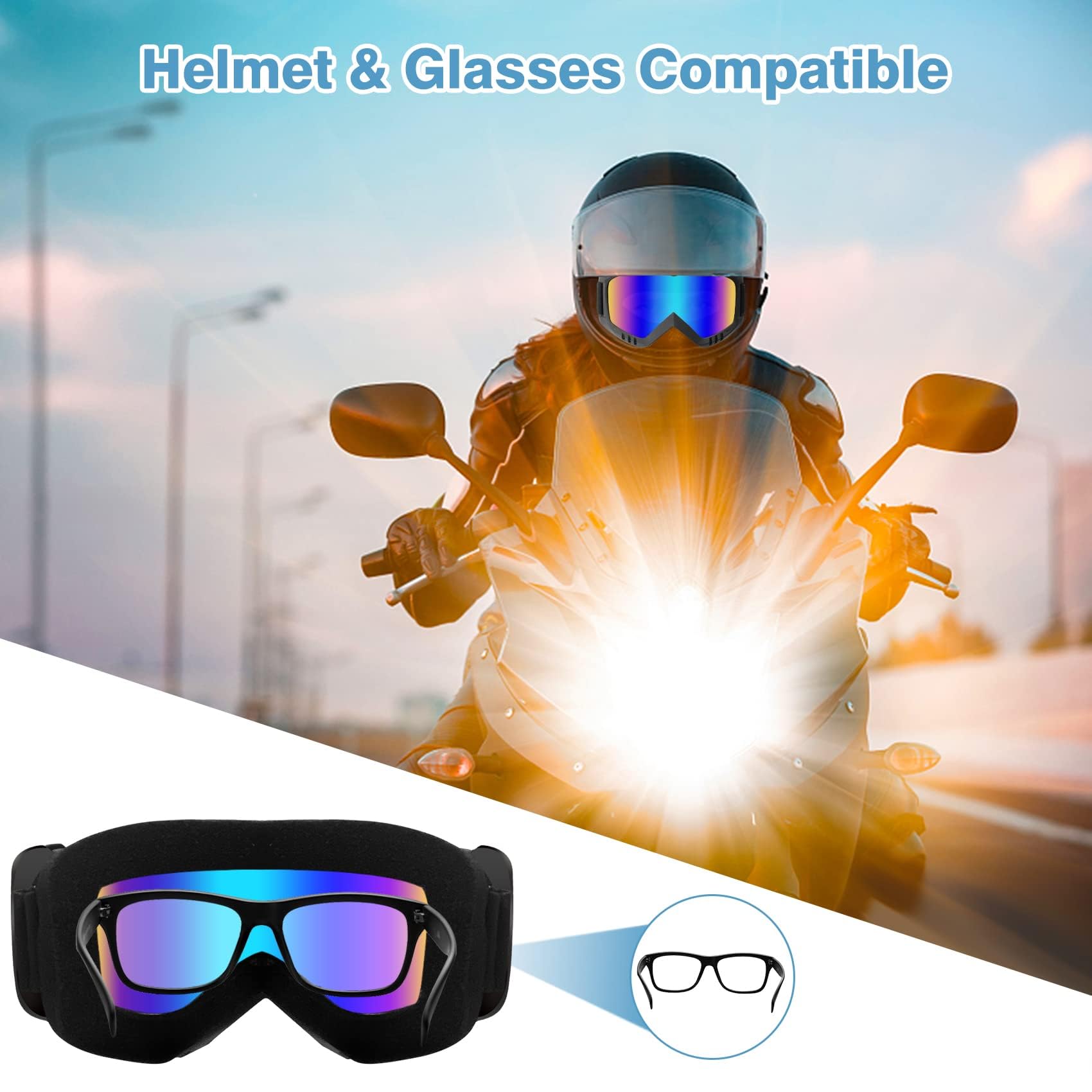 Lievermo Dirt Bike Goggles, Motorcycle Goggles, 2 Pack Atv Goggles, Riding Goggles, Ski Goggles, Windproof Glasses, Racing Helme
