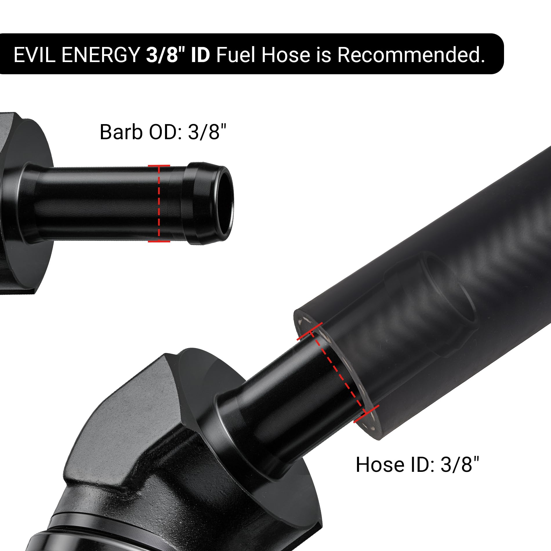 Evil Energy 10An Female To 3/8'' Barb Hose Fitting 45 Degree Swivel
