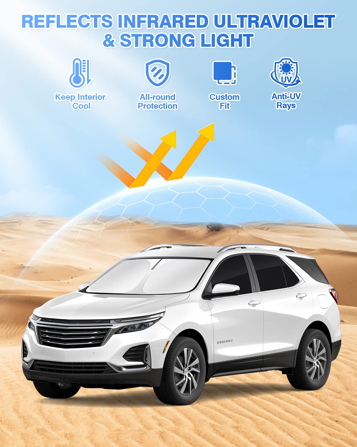 Canvcle Sunshades For 2018-2024 Chevrolet/Chevy Equinox Accessories Windshield Sunshade Side Rear Windows Sun Visor Privacy Prot