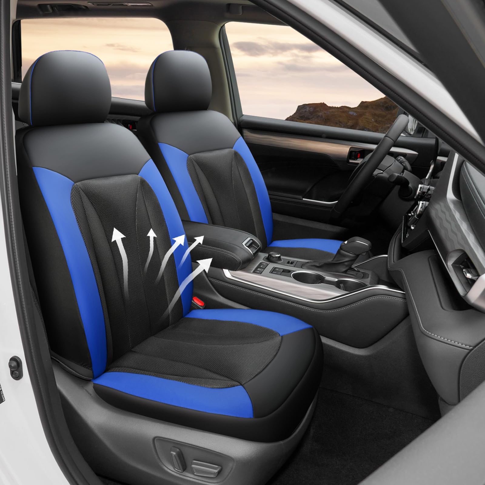 GIANT PANDA Front Car Seat Cover Custom Fit Toyota, 3D Air Mesh Car Seat Covers for Toyota Rav4 Camry Highlander Corolla Prius (