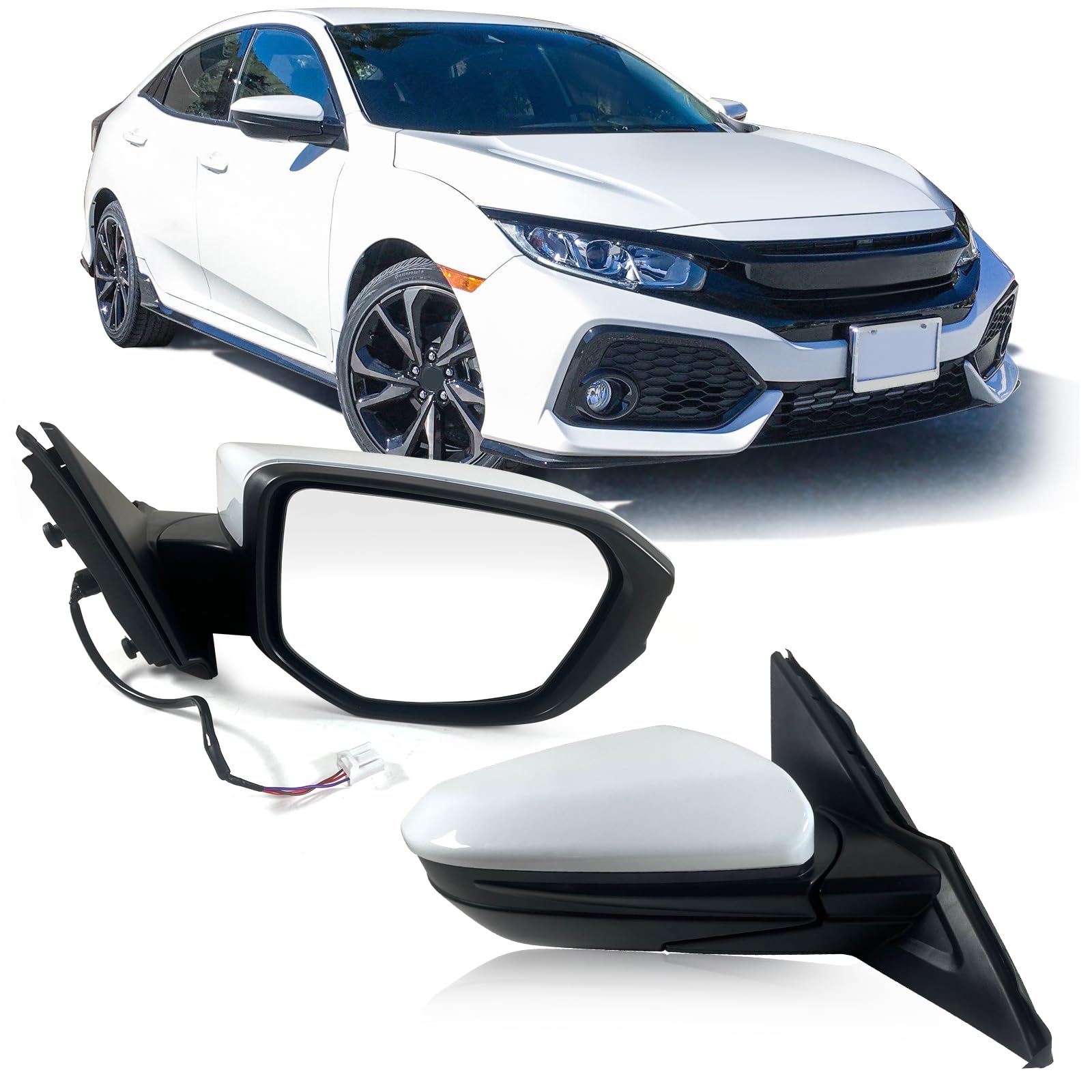 Lqito Right Passenger Side Door Mirror For 2016-2021 HONDA CIVIC LX SE Sport with Power Mirror Ajust Manual Fold Non-Heated Matc