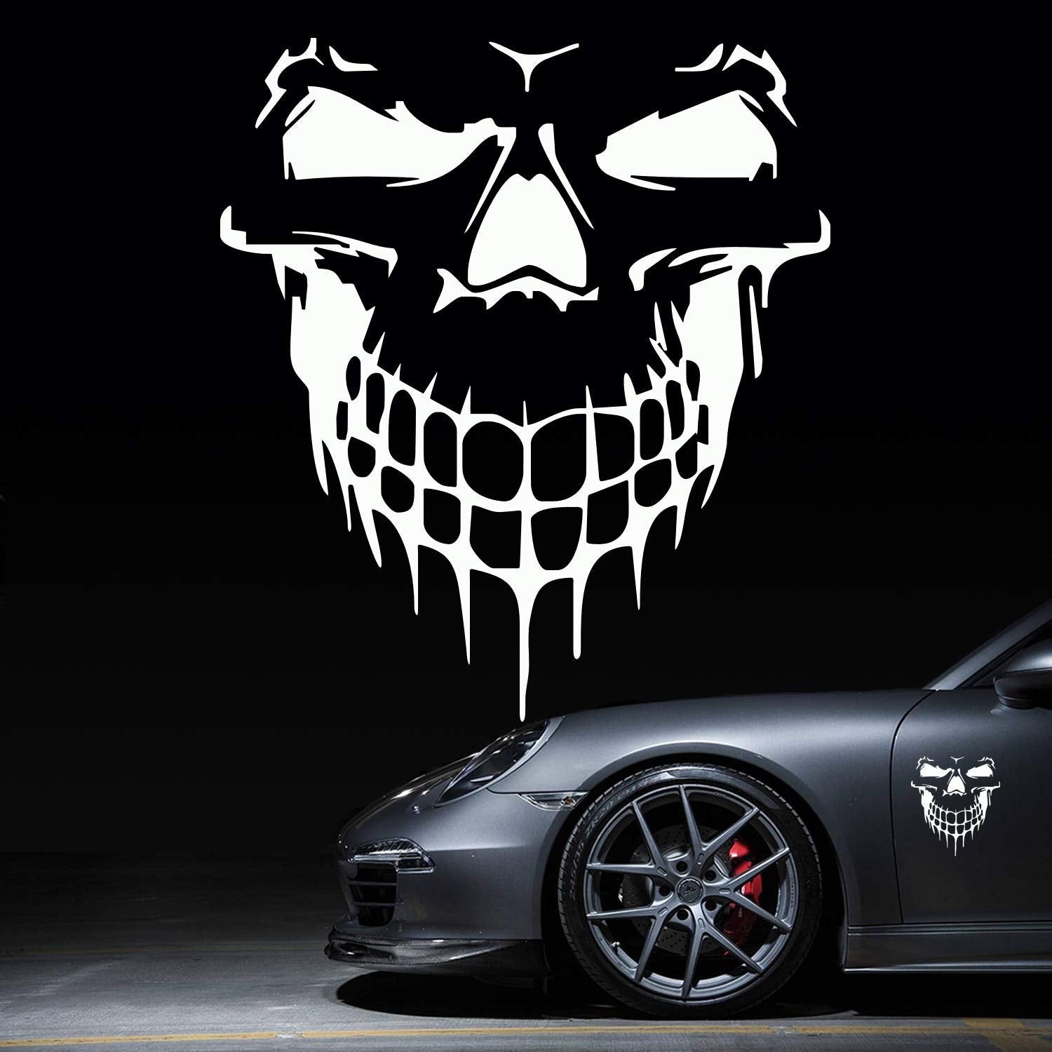 Hungmieh Skull Stickers And Decals For Car Windows, Doors, And Trucks - 3D Skull Decals And Signs For Car Styling - Laser Reflec