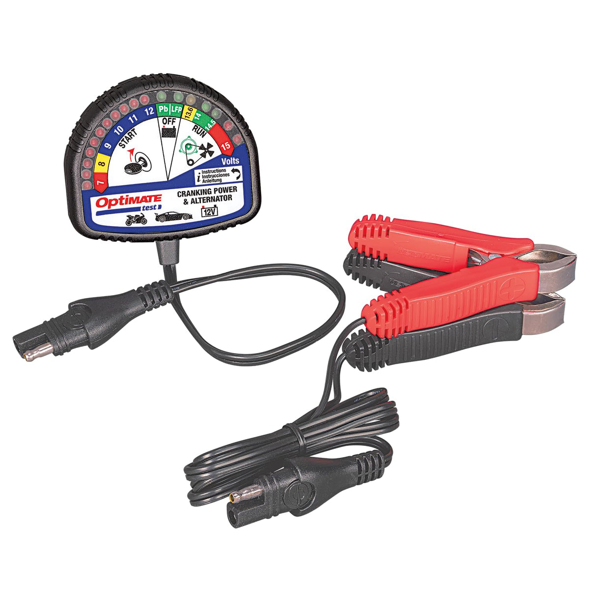 Optimate Test - Cranking & Alternator, Ts-121, 12V Tester For Battery State Of Charge, Cranking Performance And Vehicle Charging