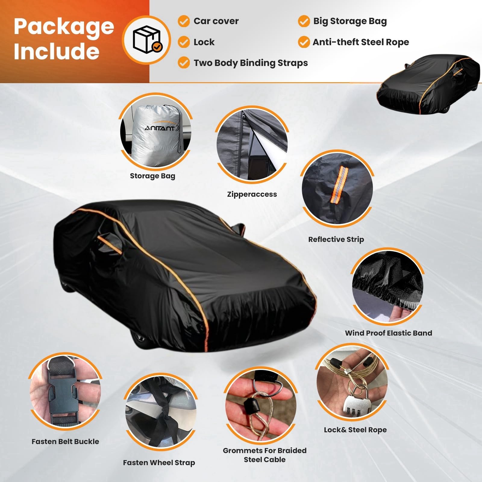Anitant Waterproof Car Cover,Car Snow Cover,Outdoor Car Cover,Car Covers For Automobiles All Weather Waterproof,Full Exterior Co