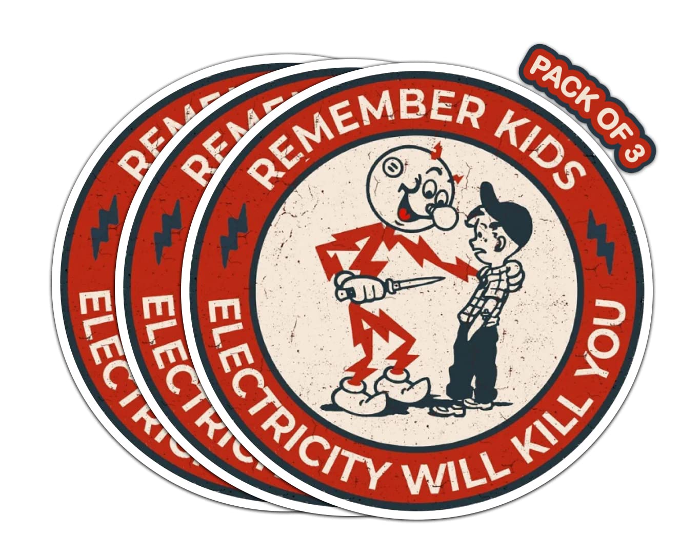 Imperial Vibes - Remember Kids Electricity Will Kill You Sticker - Vinyl Decal For Window - Removable Waterproof Sticker For Van
