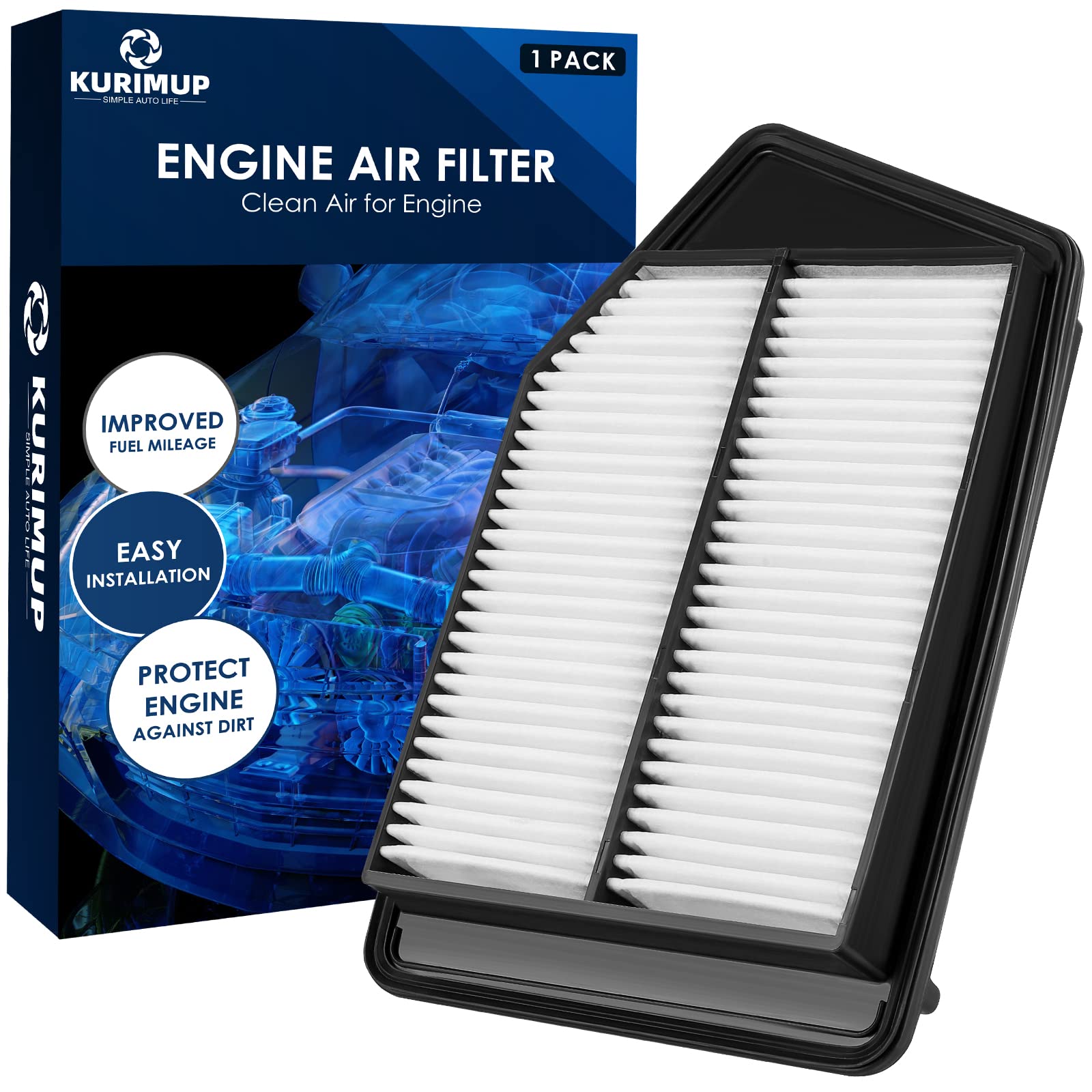 Kurimup Ca11476 Replacement Engine Air Filter, Efficient Filtration Offers 99% Air Purification, Fit For Honda Accord L4 2.4L (2013-2017) And Acura Tlx L4 2.4L (2015-2020).