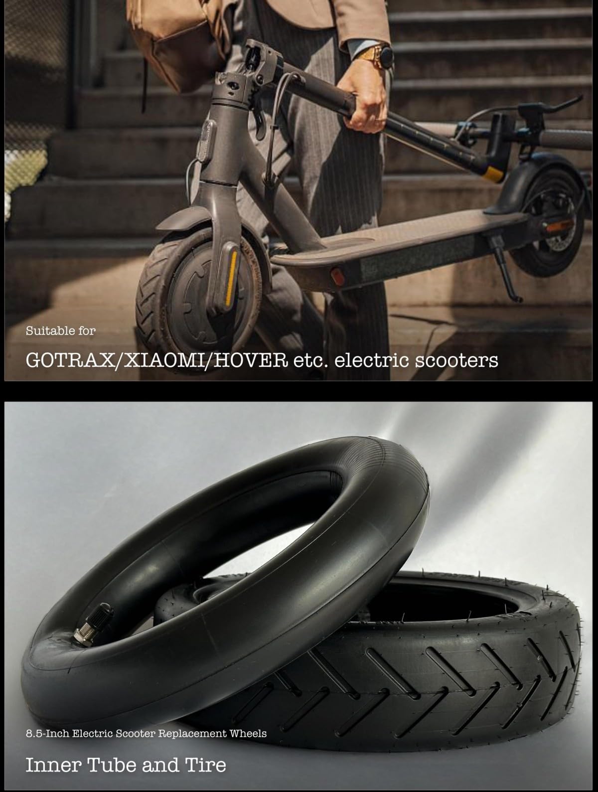 Walshen 8.5 Tire Tube 8.5X2 Inch Scooter Replacement Tire For Gotrax/Gxl V2/Xiaomi M365/Razor Electric Scooter, 81/2X2 Thicker P