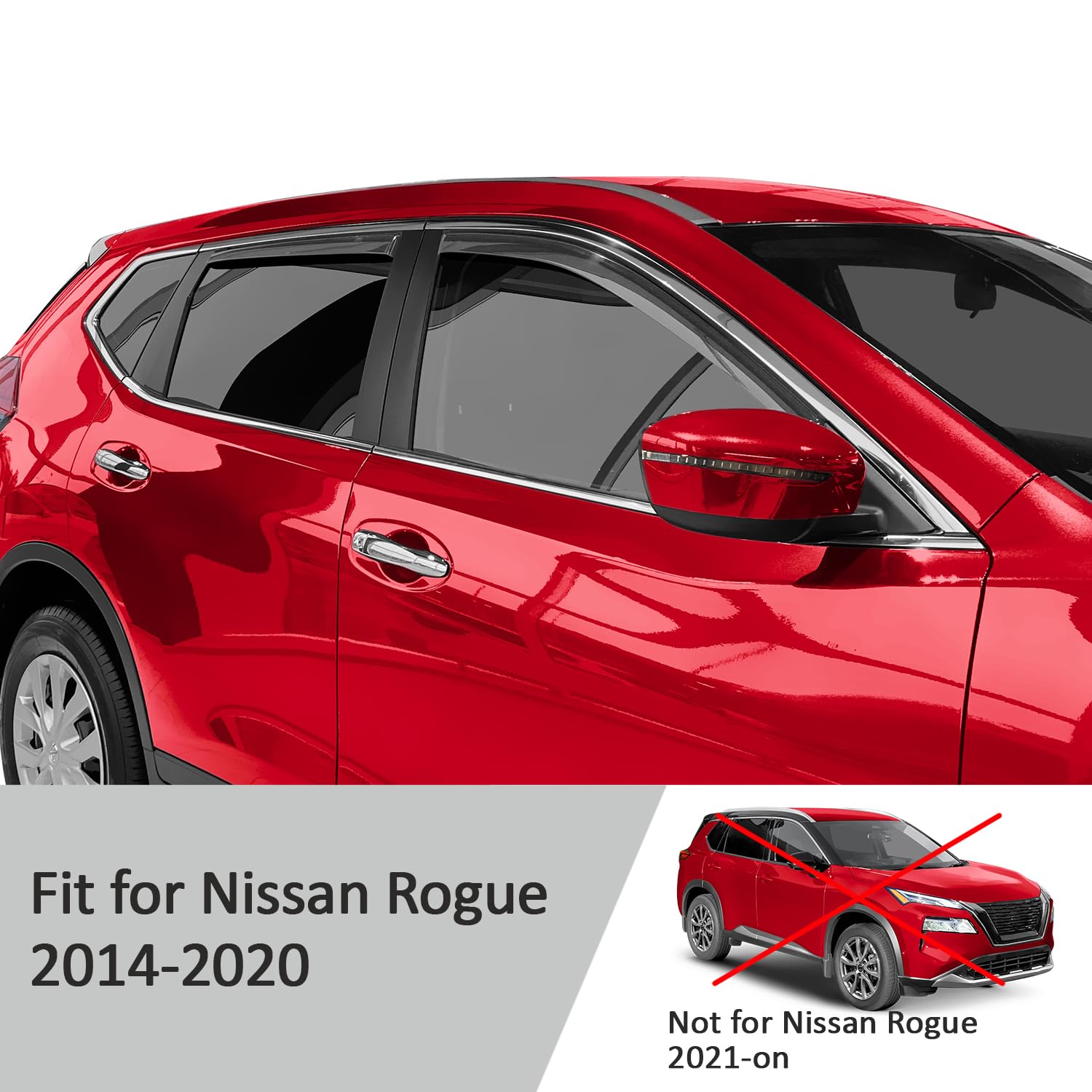 Voron Glass In-Channel Extra Durable Rain Guards For Nissan Rogue 2014-2020 Suv, Window Deflectors, Vent Window Visors, 4 Pieces
