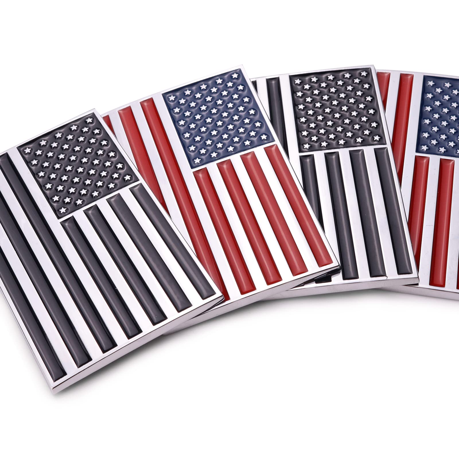 3D Black American Flag Metal Car Sticker, 3.15'' X 2'' Usa Flag Decal, Zinc Alloy Emblem For Truck, Car, Motocycle, Boat (Black)