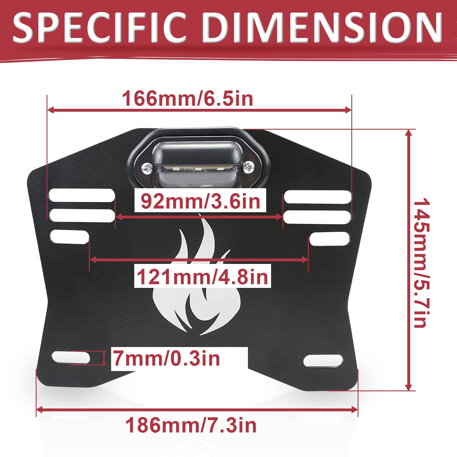 Starknightmt Utv License Plate Holder With Light, Universal Lighted License Plate Mount Bracket Compatible With Polaris Ranger Rzr Can Am X3 Defender Cfmoto Zforce Uforce
