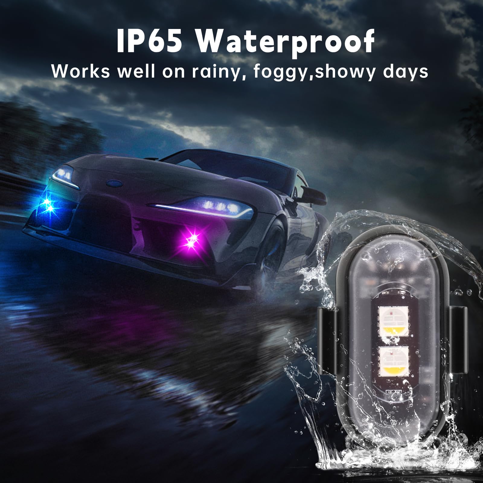 8Pcs Wireless Led Strobe Lights With Remote Control,8 Colors Waterproof Anti-Collision Usb Charing Led Warning Light, High Brigh