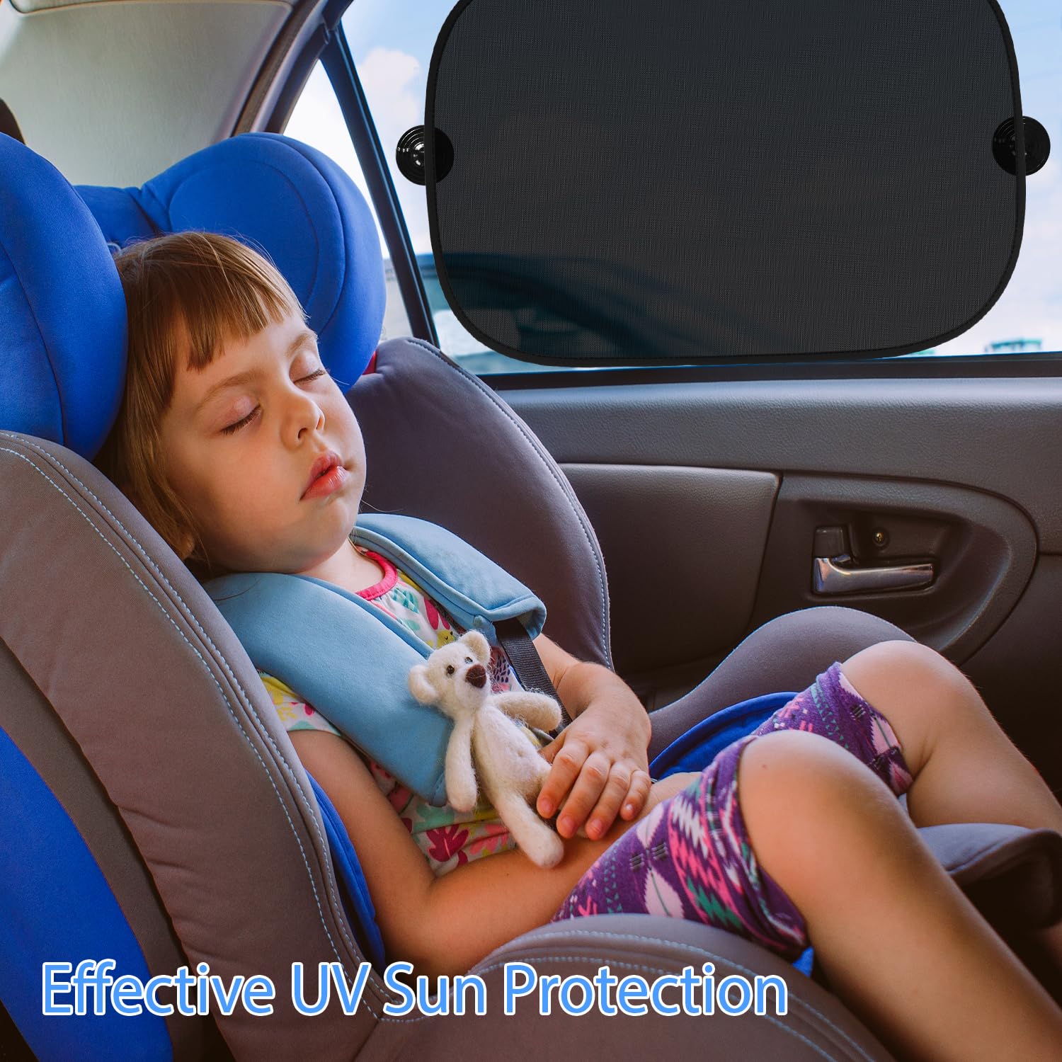 Car Window Shade for Baby (20''x12''), 2 Pack Car Window Shades, Car Shades for Back Windows Baby with Suction Cups, Complete Ki