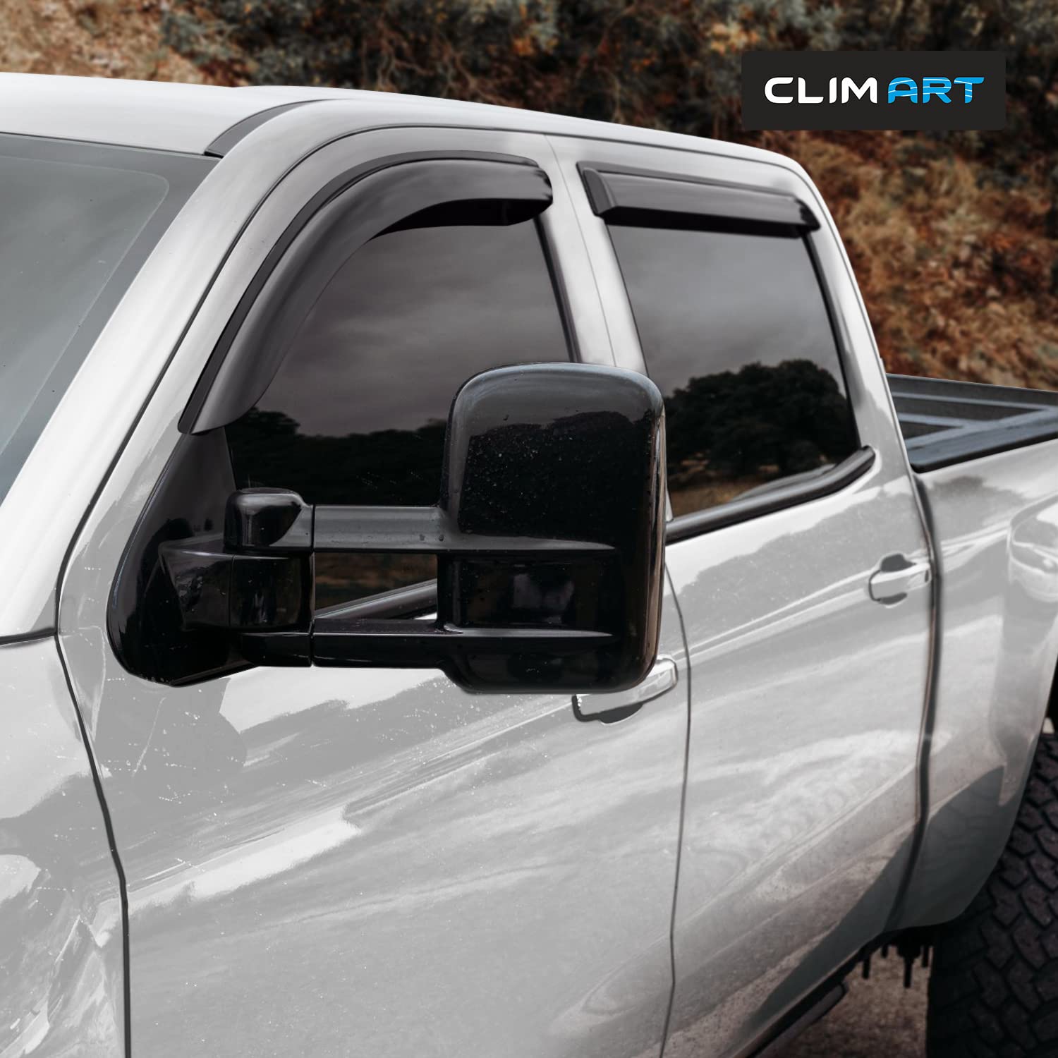 Clim Art Incredibly Durable Rain Guards For Chevrolet (Chevy) Silverado/Gmc Sierra 2014-2018 Crew Cab, Tape-On Window Deflectors