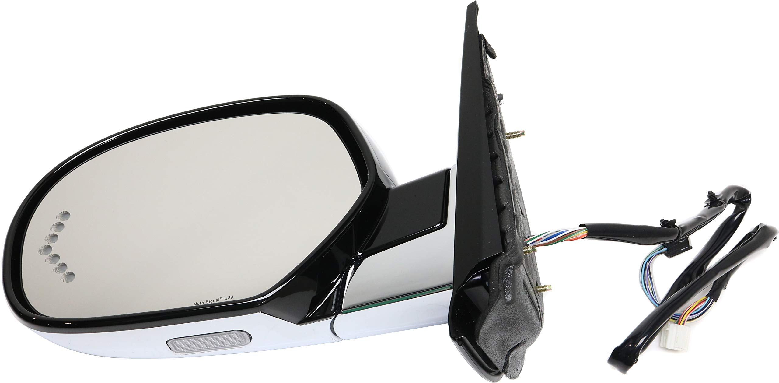 Kool Vue Driver Side Power Heated Mirror for Cadillac Escalade Escalade ESV 2007-2014 Power Fold With Signal Light, Memory & Puddle Lamp; Without Blind Spot Monitor Chrome
