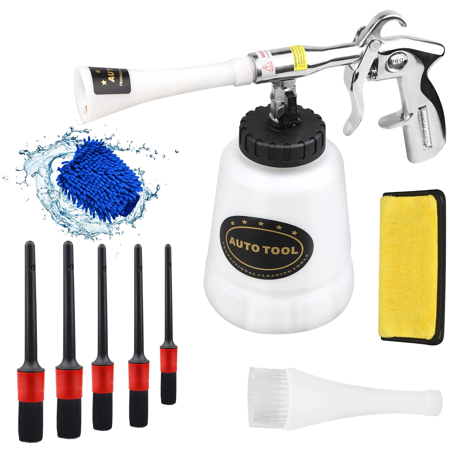 Cprosp High Pressure Car Cleaning Gun Jet Cleaner, Car Interior Cleaner Detailing Wash Gun, Wash Spray Bottle Nozzle With Metal Spinner