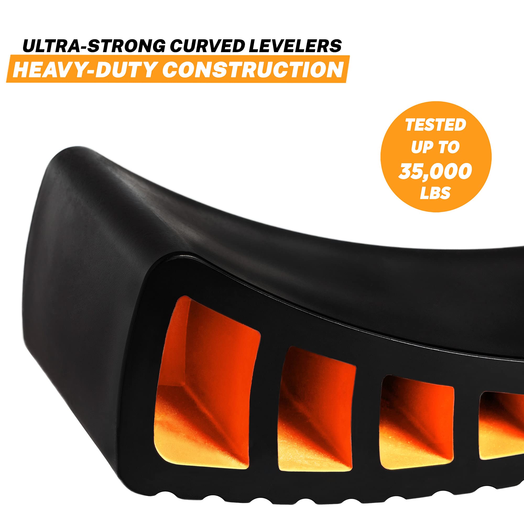 CARMTEK Camper Leveler Kit - Curved RV Levelers with Wheel Chocks for Travel Trailers - 1 Pack