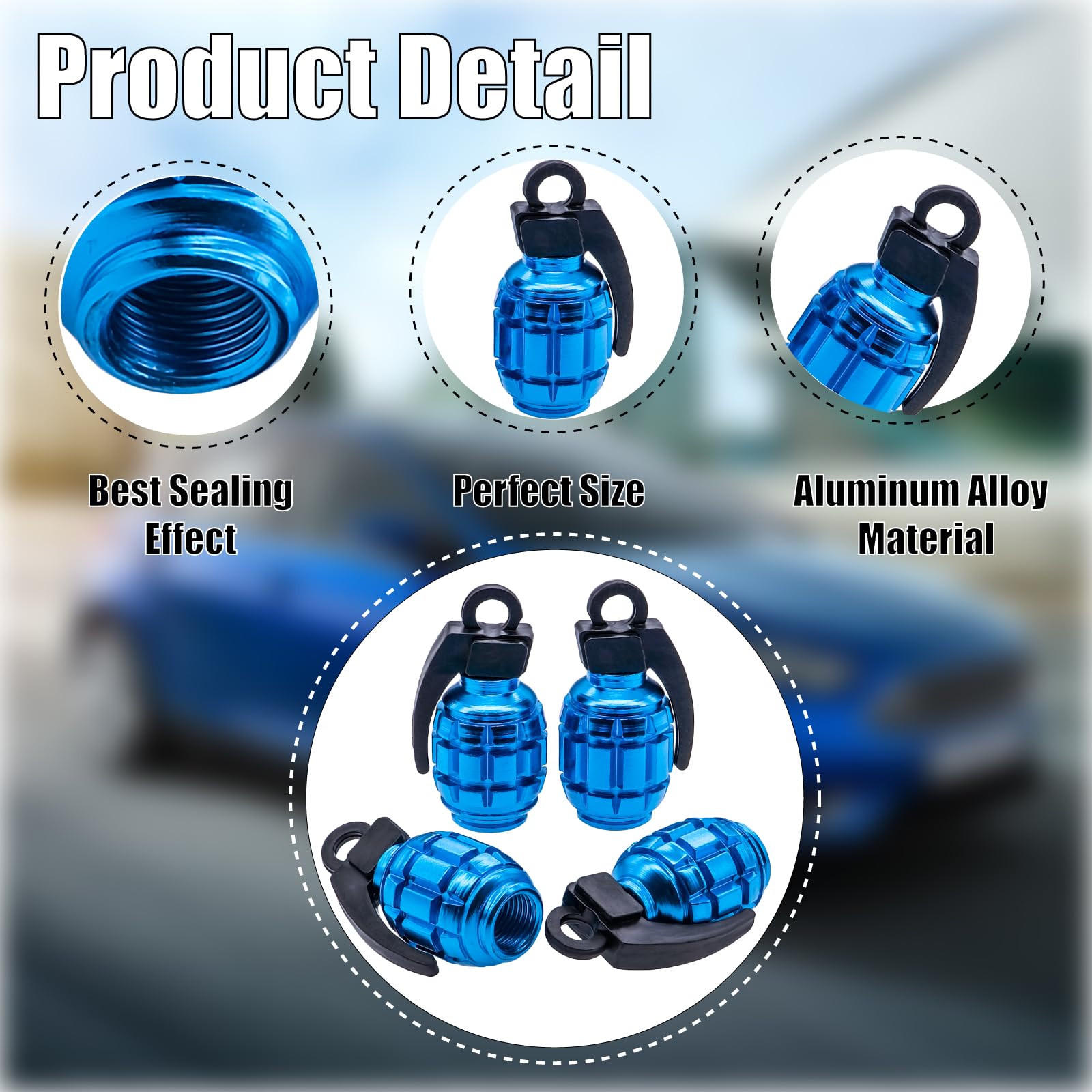 Meajoo 6Pcs Tire Valve Stem Caps, Aluminium Alloy Tire Valve Stem Covers Universal Car Wheel Tire Valve Caps For Cars, Trucks, S