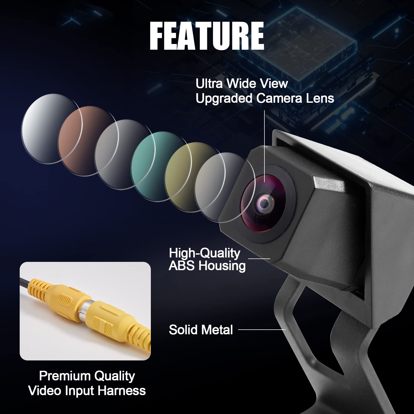 Autobaba Car Rear View Back Up Camera Reverse Camera With Wire Adapter Compatible With 2007-2018 Jeep Wrangler Spare Tire Mount