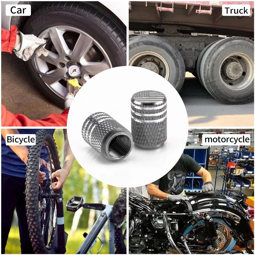 SINGARO American Flag Valve Stem Cap, 12PCS Aluminum Alloy Rubber Sealed Tire Cap, Universal for Cars, Trucks, SUVs and Motorcyc