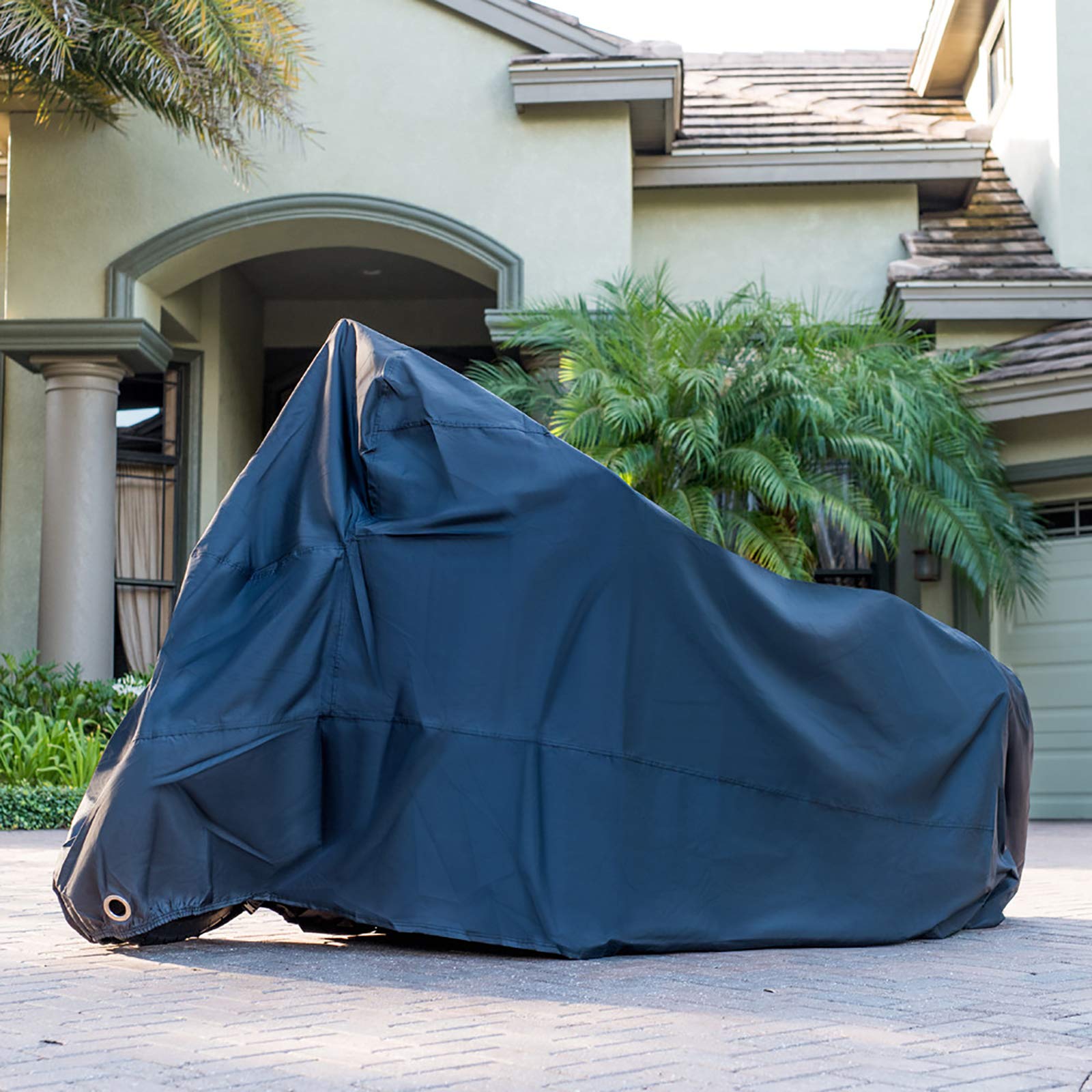 New Generation Motorcycle Cover ! Xyzctem All Weather Black Xl Large-Heavy Duty Waterproof Outdoor Protects Fits Up To 96 Inch For Harley Davidson, Honda, Suzuki,Yamaha And More