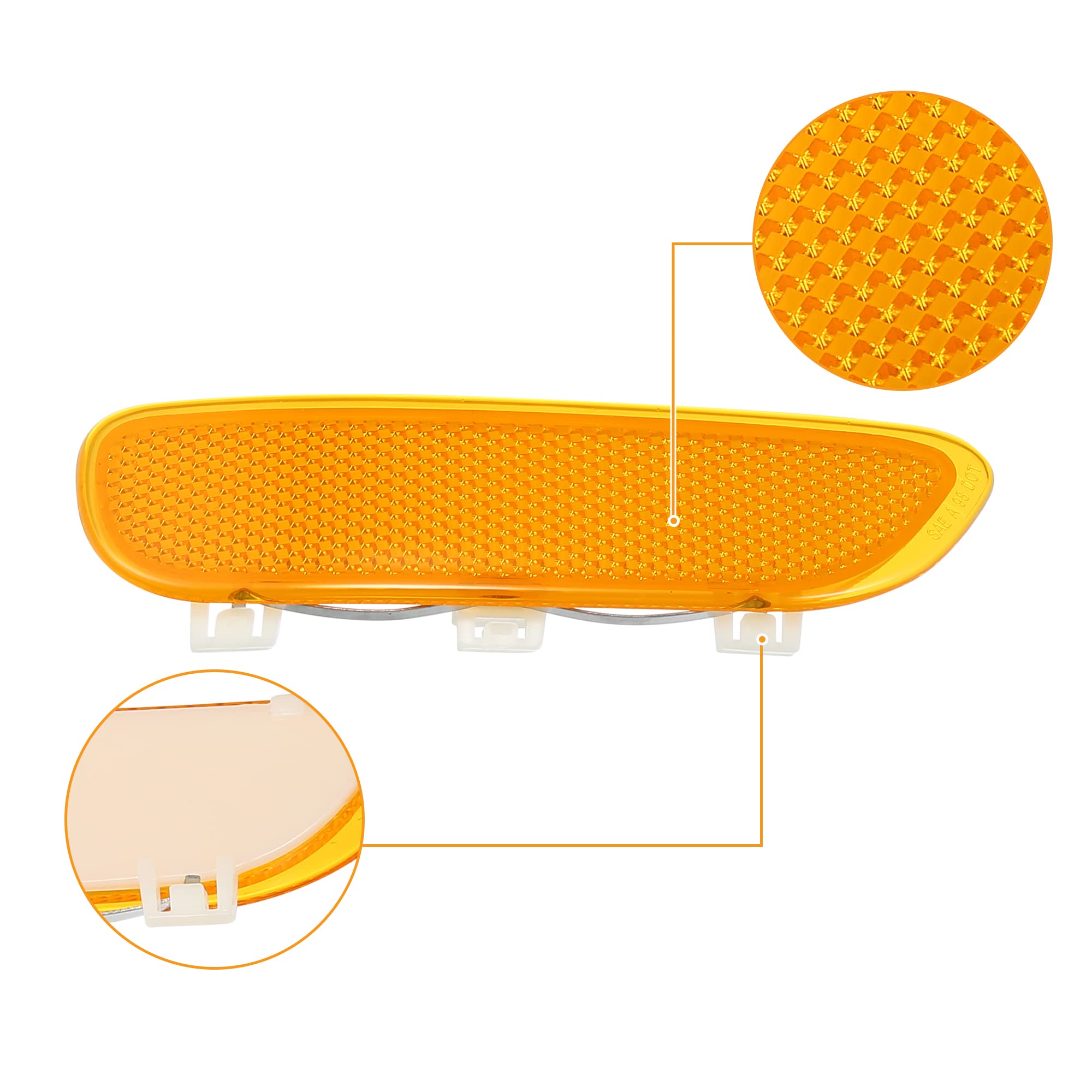 X AUTOHAUX Pair Front Bumper Reflector Side Marker for BMW 325Ci 330Ci 2001-2003 323Ci 2000 63148383011 63148383012 Replace Ambe