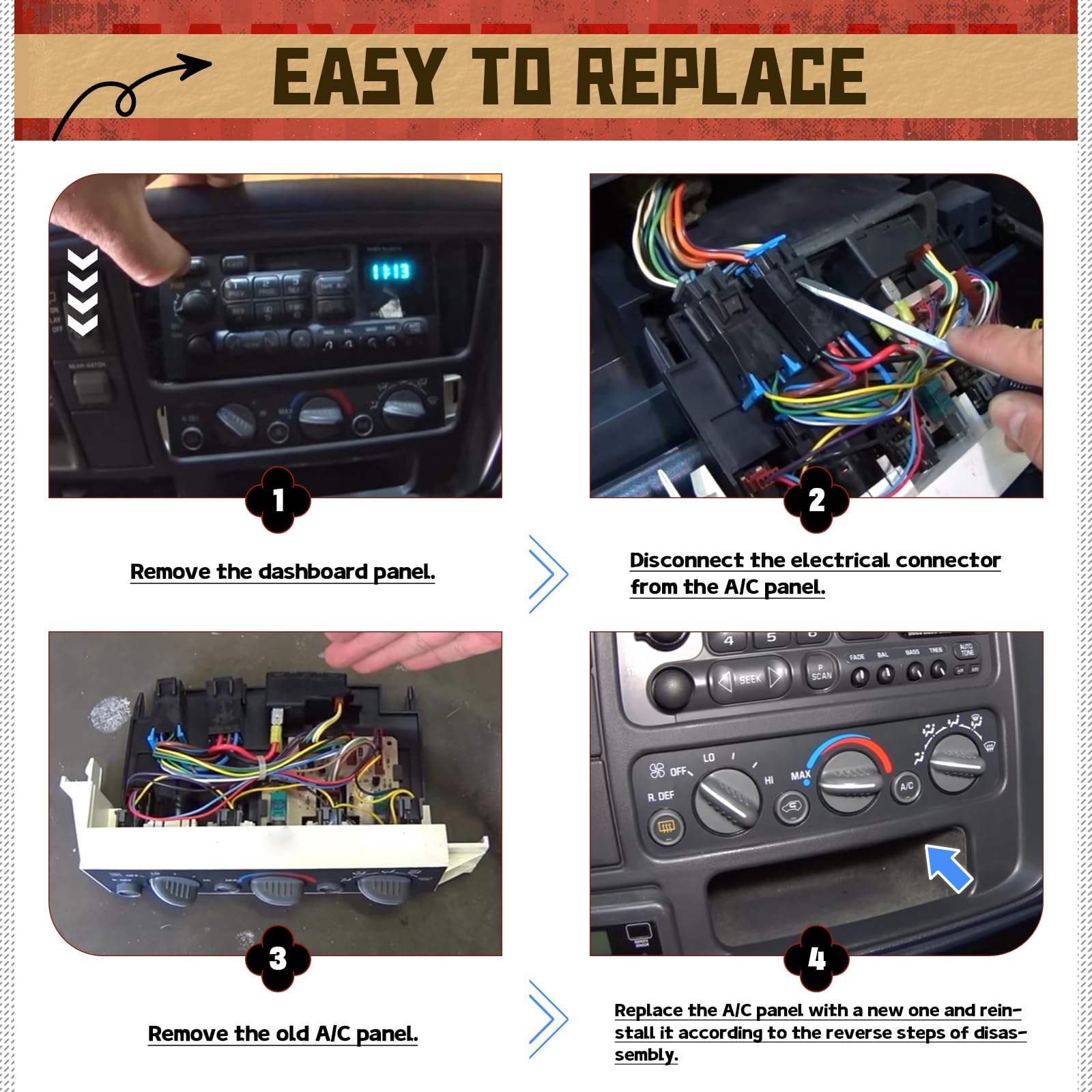 599-006 Heater Climate Control Panel Module A/C Climate Control Module with Rear Window Defogger Switch Compatible with Chevy Su