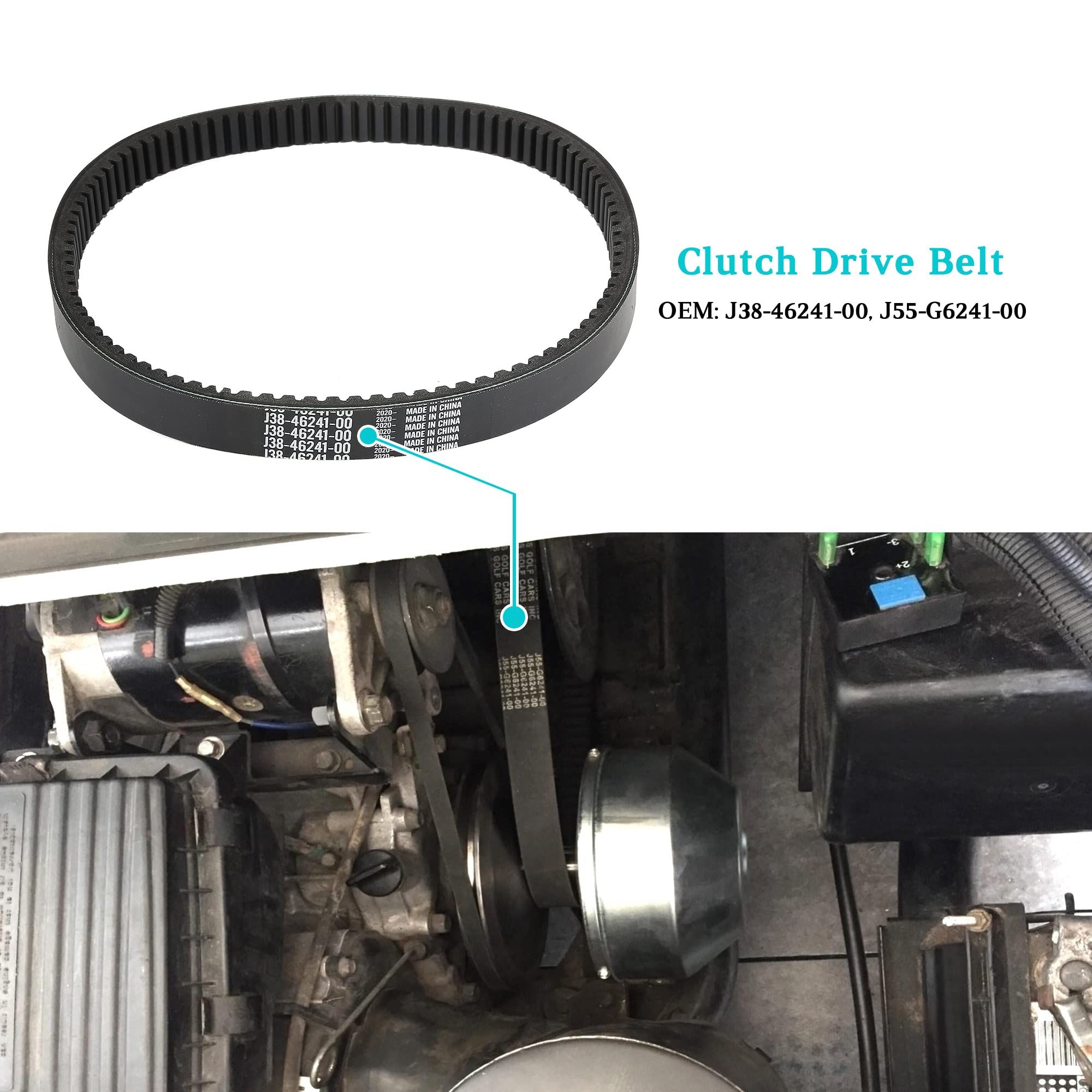 10L0L Clutch Drive Belt For Yamaha G2 G5 G8 G9 G11 G14 G16 G19 G20 G21 G22 G29/Drive 4 Cycle Gas Golf Cart, Oem J38-46241-00, J55-G6241-00-00