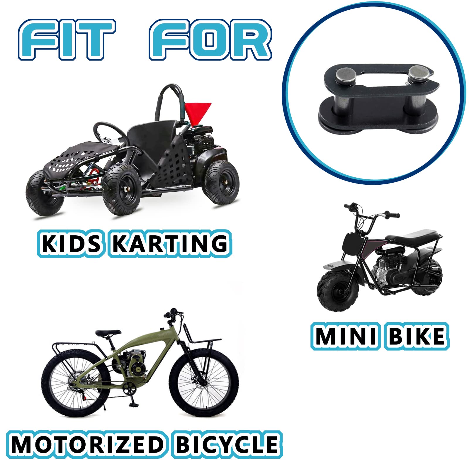 #420 Chain Master Link Carbon Steel Heavy Duty For 50Cc 70Cc 90Cc 110Cc 125Cc Dirt Bike Quad Buggy Mini Bike Pit Atv Scooter 8Pc