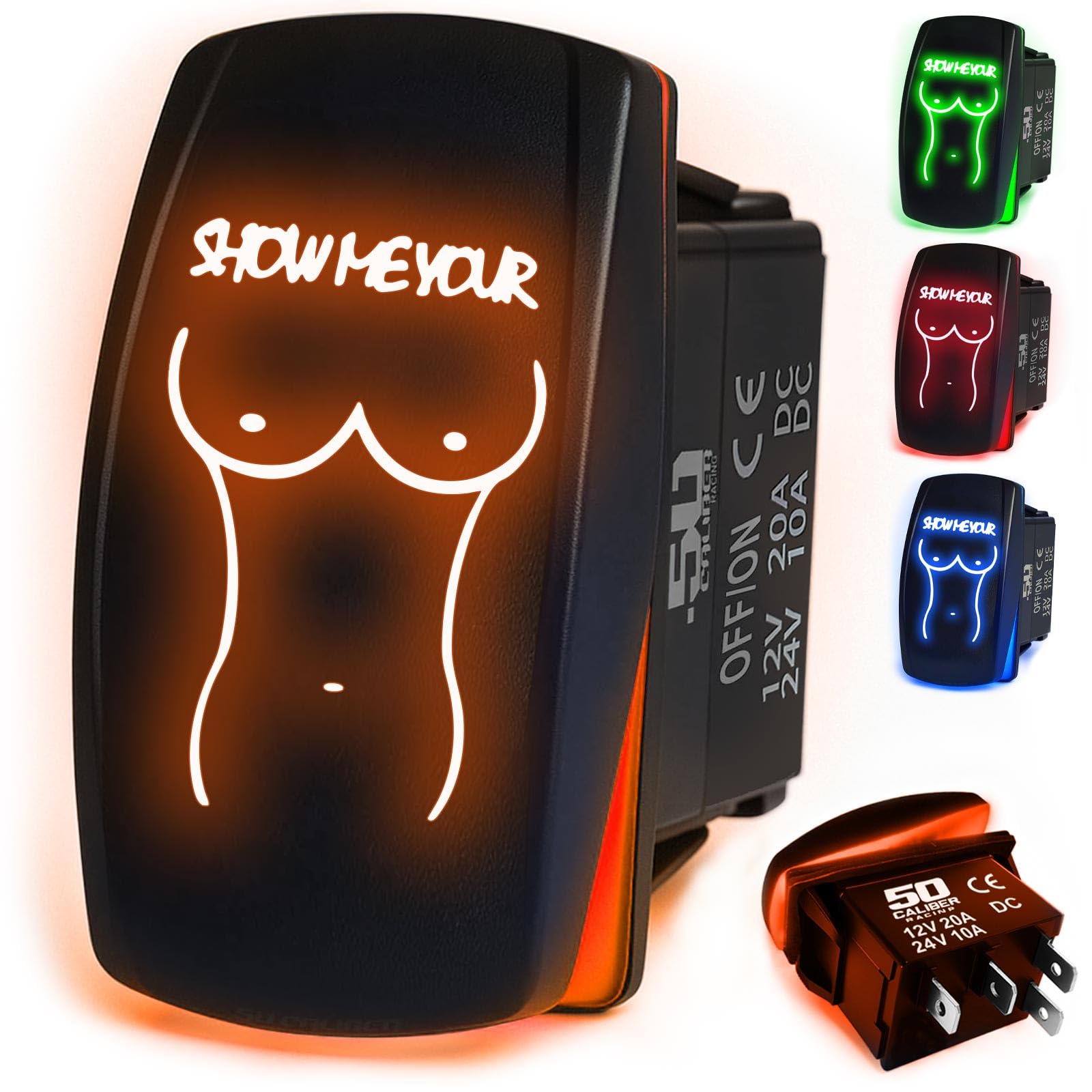 Orange On/Off Toggle Switch Led Backlit. 12V Rocker Switch Smyt, With 4 Color Switches To Choose From