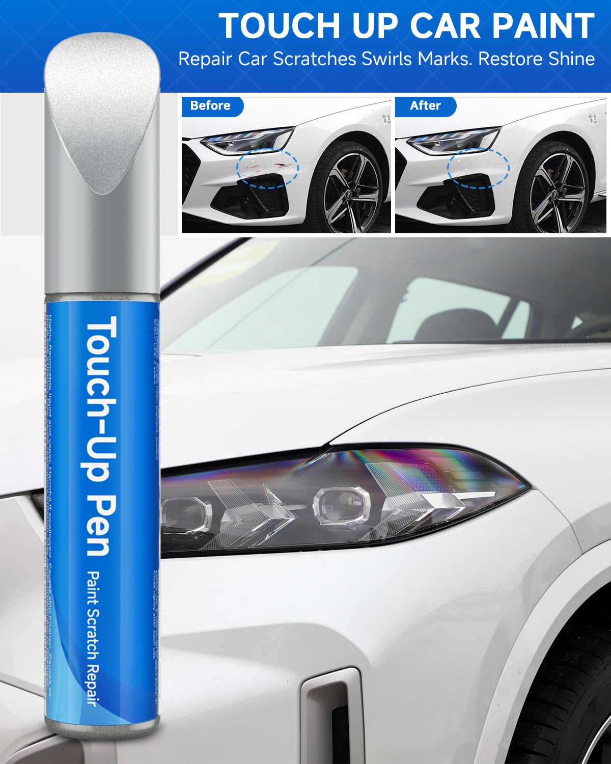 Teslaunch LX5H/2D Navarra Blue Metallic Touch Up Paint Compatible With Audi Exact Match Car Paint Pen Scratch Repair