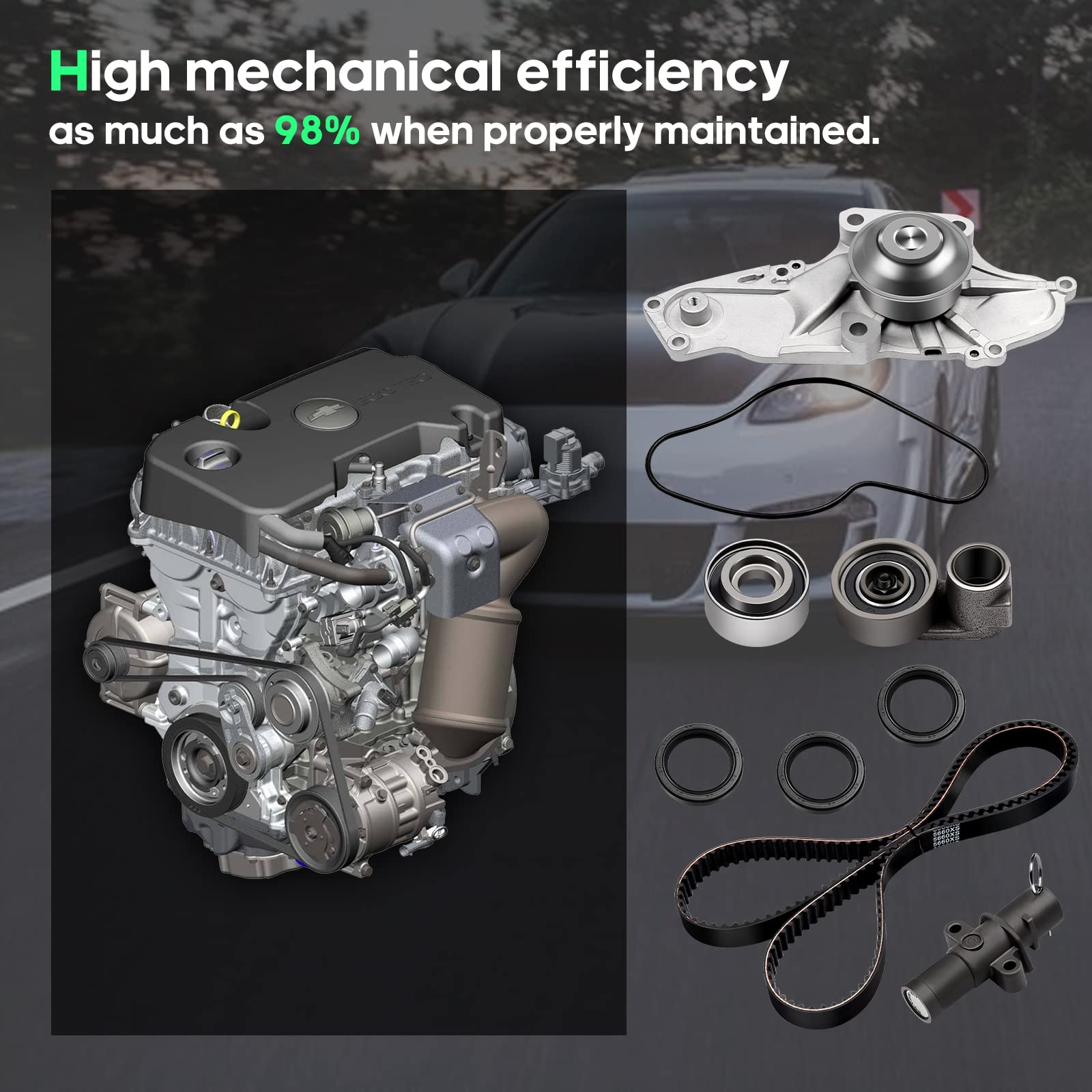 Scitoo Engine Timing Belt Kit Fits 2003-2018 For Acura Mdx Rdx Rl Tl Tsx Zdx For Honda For Accord Crosstour Odyssey Pilot Ridgel