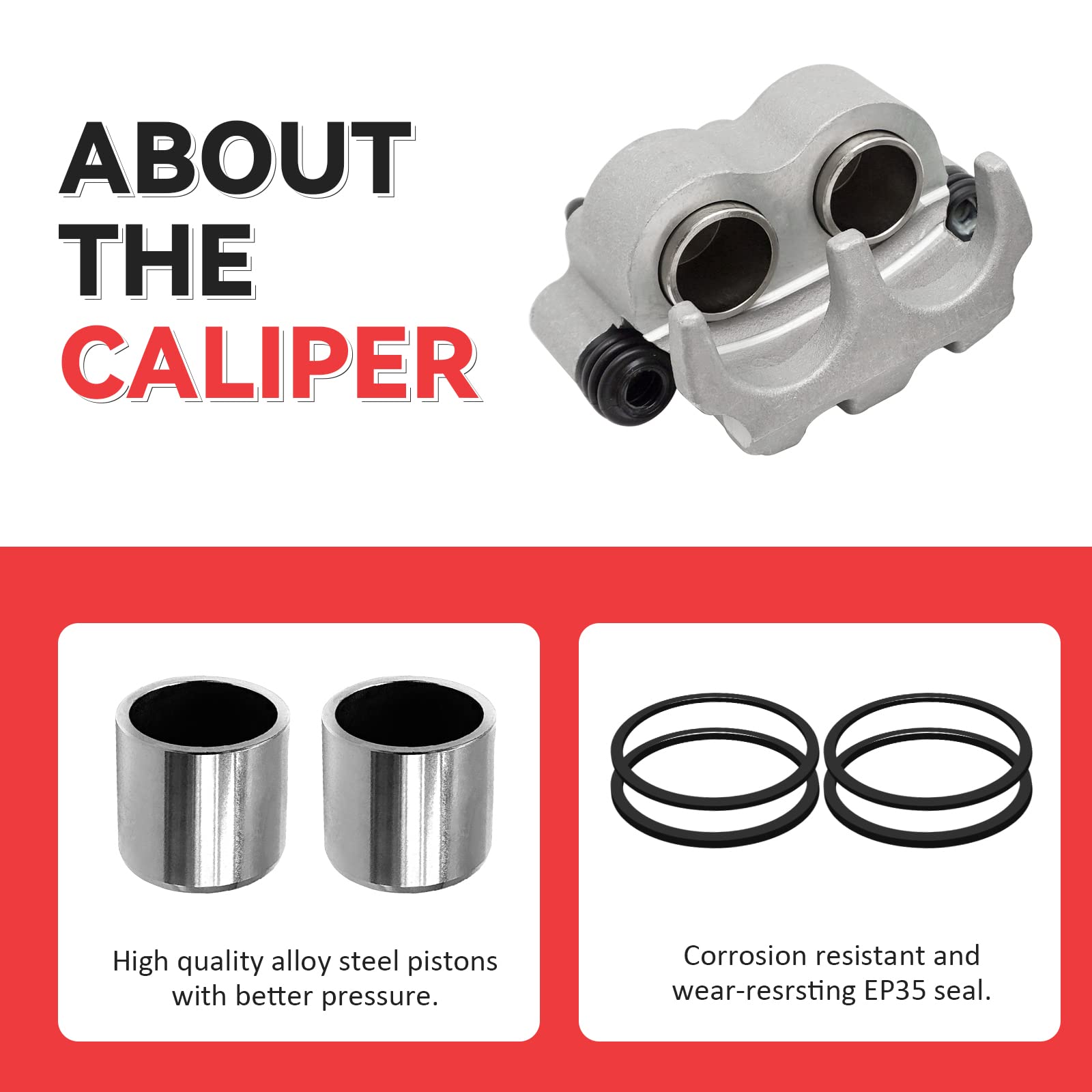 Rear Brake Caliper For Polaris Rzr 1000 Xp, Rzr Turbo, Rzr Rs1, Rzr 900 4-Seater Without Bracket Oem# 1912141 1912142 1912478 1912479