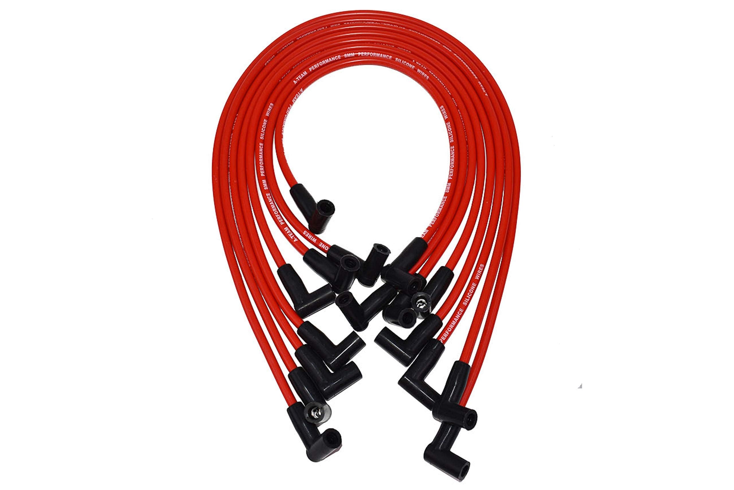 A-Team Performance - 8.0Mm Red Silicone Spark Plug Wires - Compatible With Chevrolet Sbc Small Block Gmc Under The Exhaust Wires Hei 283 305 307 327 350 400