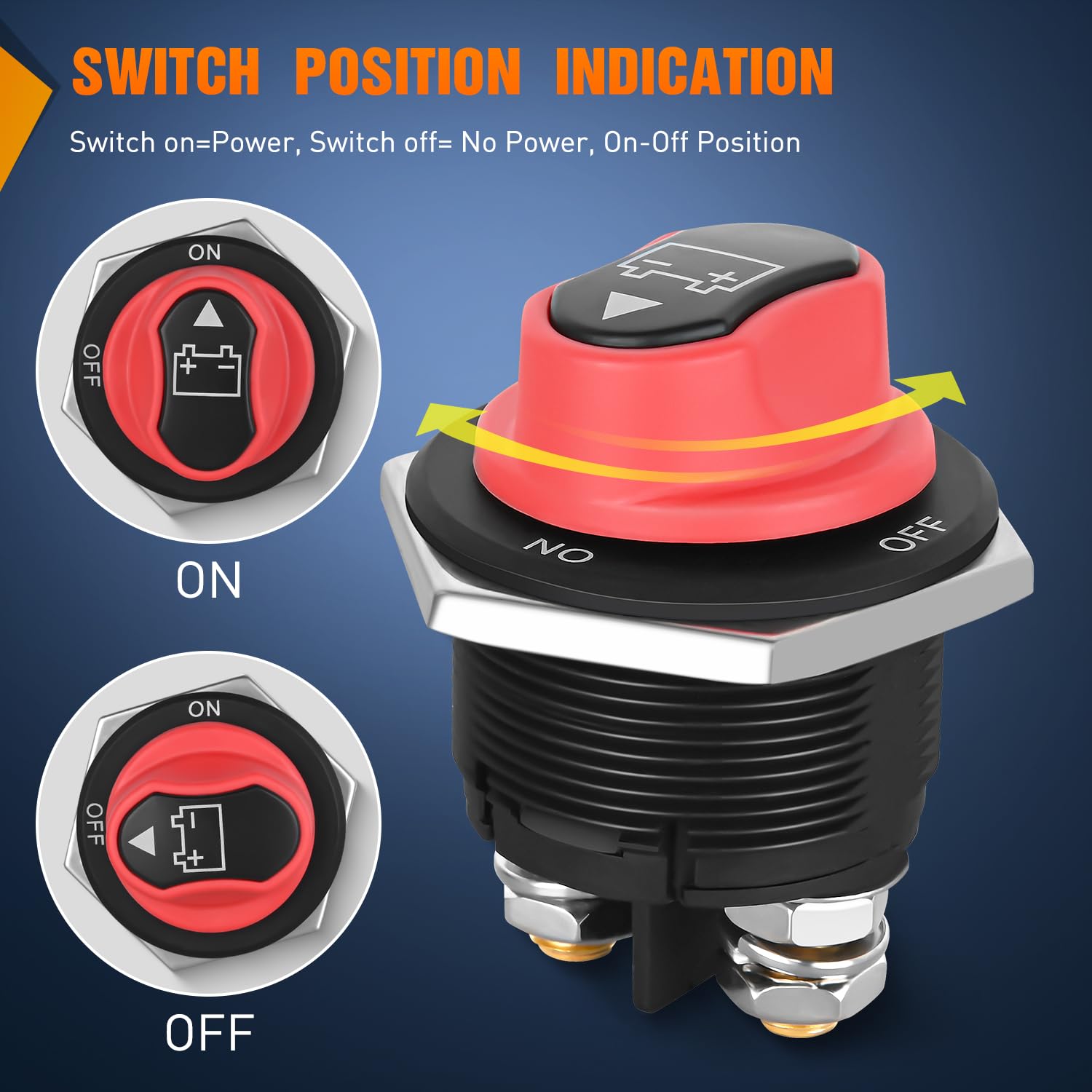 Nilight Battery Disconnect Switch 200A Master Disconnect Isolator 12V-48V On Off Power Cutoff Switch Waterproof Heavy Duty For M