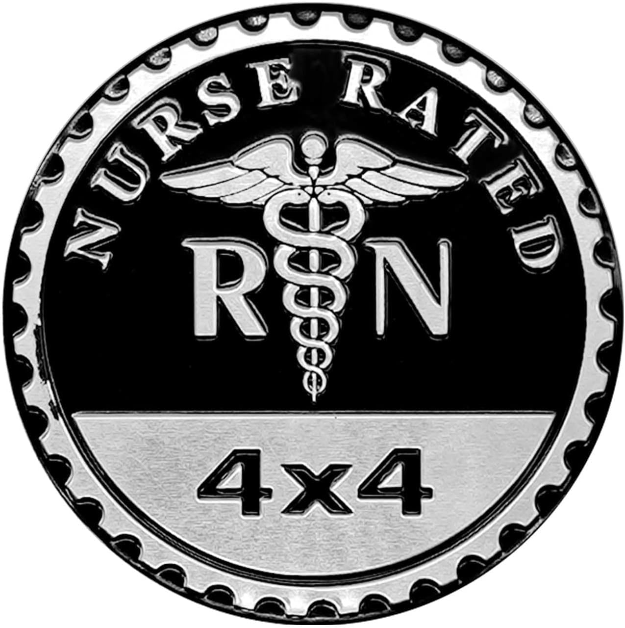 1Pc Black RN Nurse Badge Rated Car Emblem, 4 x 4 Metal Automotive Badge 3D Metal Car Badges Emblems Round Decals Car Badge Decal