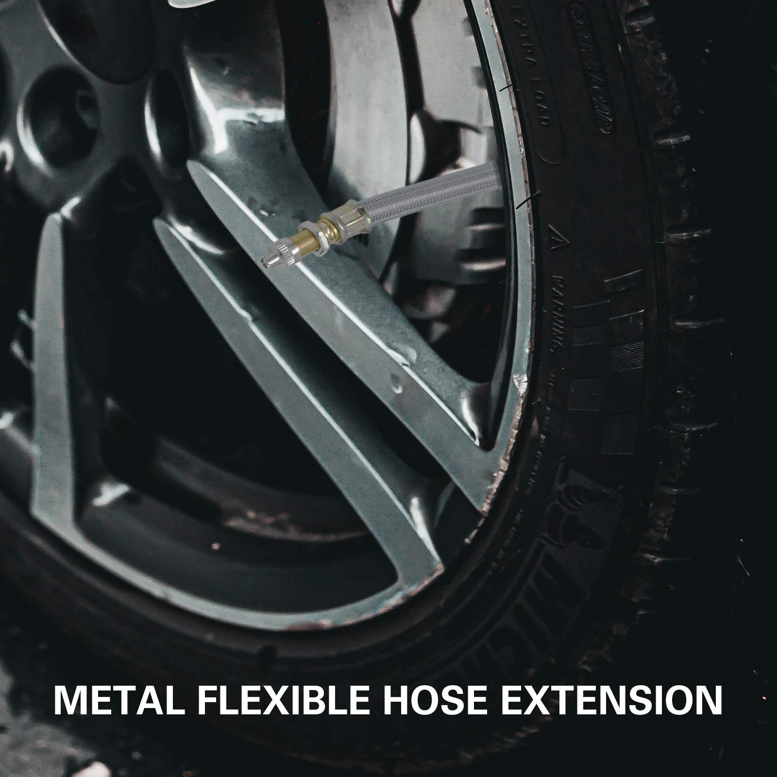 Ckauto 2 Pcs 7''/180Mm Metal Valve Stem Extenders, Universal Valve Stem Extensions Made Of Epdm Rubber, Fit For Heavy Vehicles,