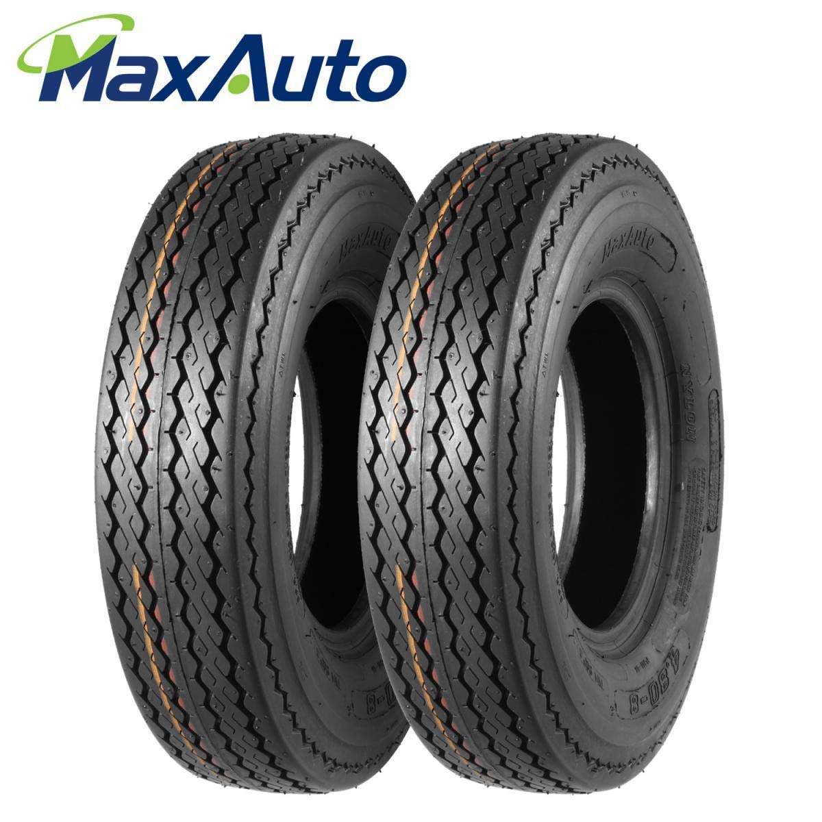 Maxauto Set Of 2 4.80-8 Highway Boat Motorcycle Trailer Tires 4.80X8 6Pr Load Range C, Tubeless