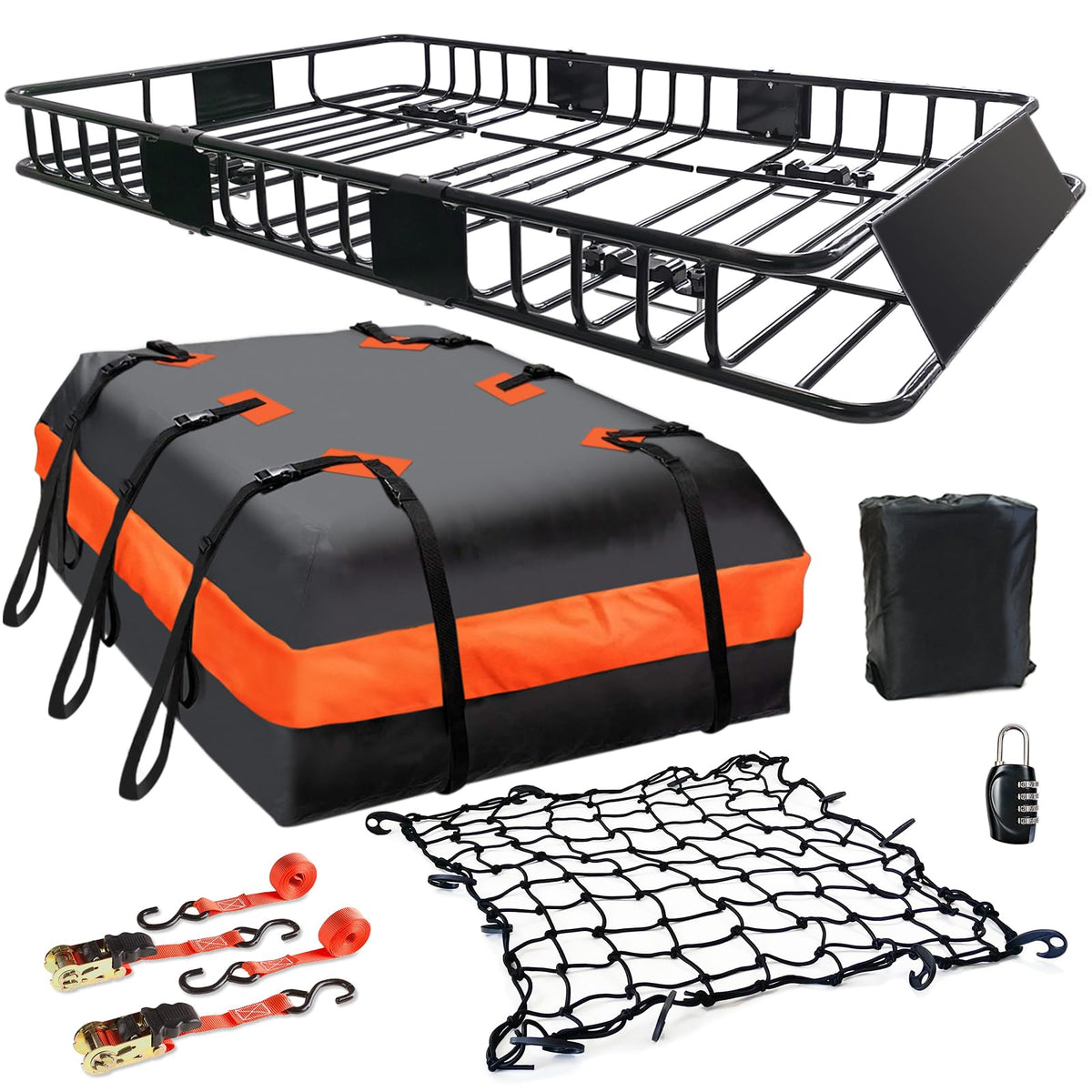 Meefar Roof Rack Carrier Basket Universal Rooftop 65'' X 39'' X 6'' Large Size Roof Rack + Waterproof Bag 20 Cubic Feet (51'' 40