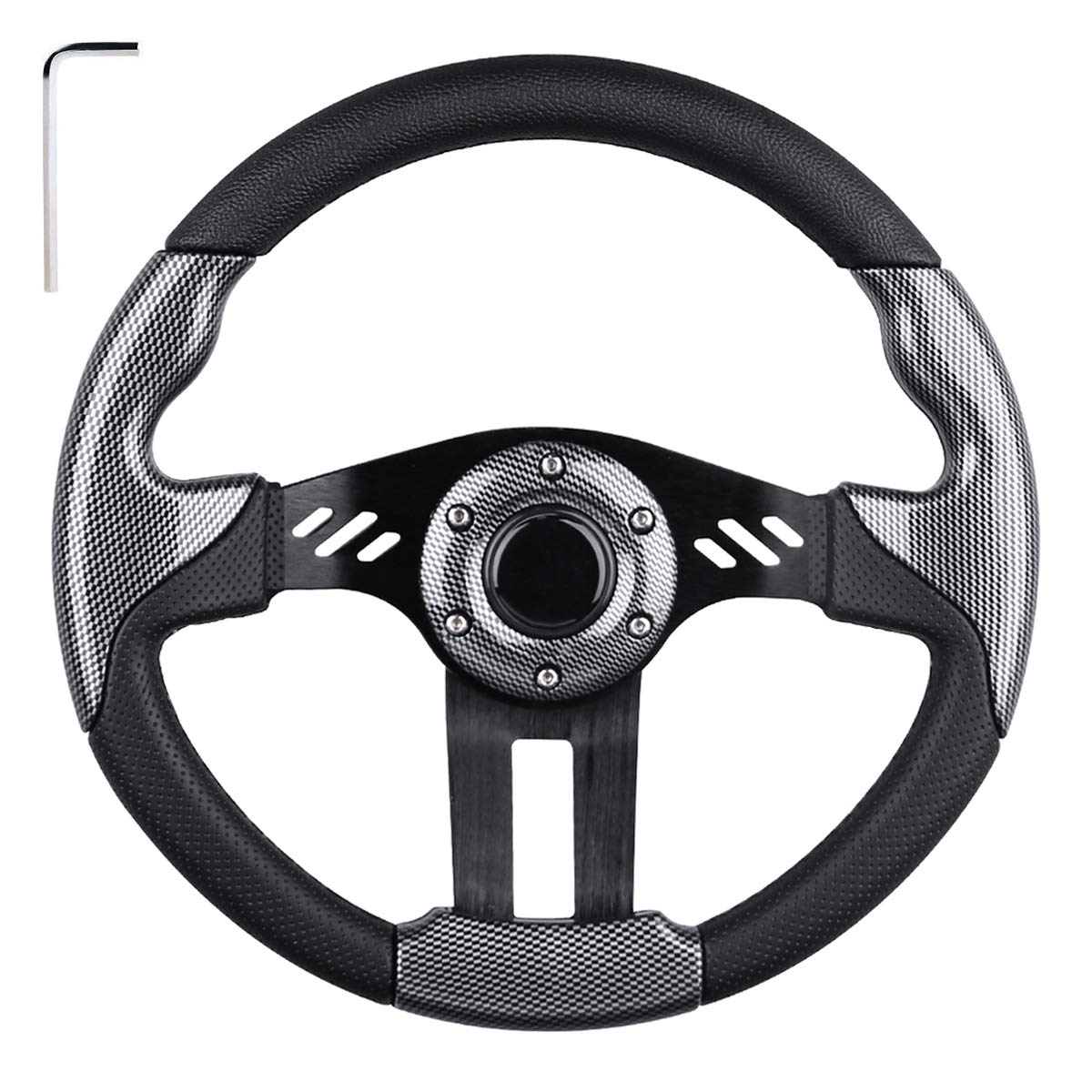 Leapgo Golf Cart Steering Wheel Or Adapter For Golf Cart Club Car Ds And Club Car Precedent Ezgo Yamaha (Black Gray Steering Whe